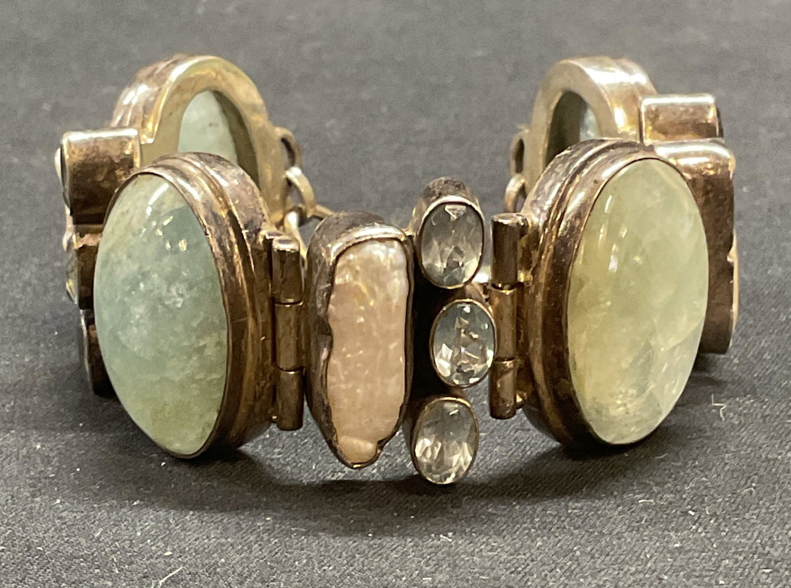 Sterling Silver Blue Topaz & Pearl Bracelet (1 of 7)