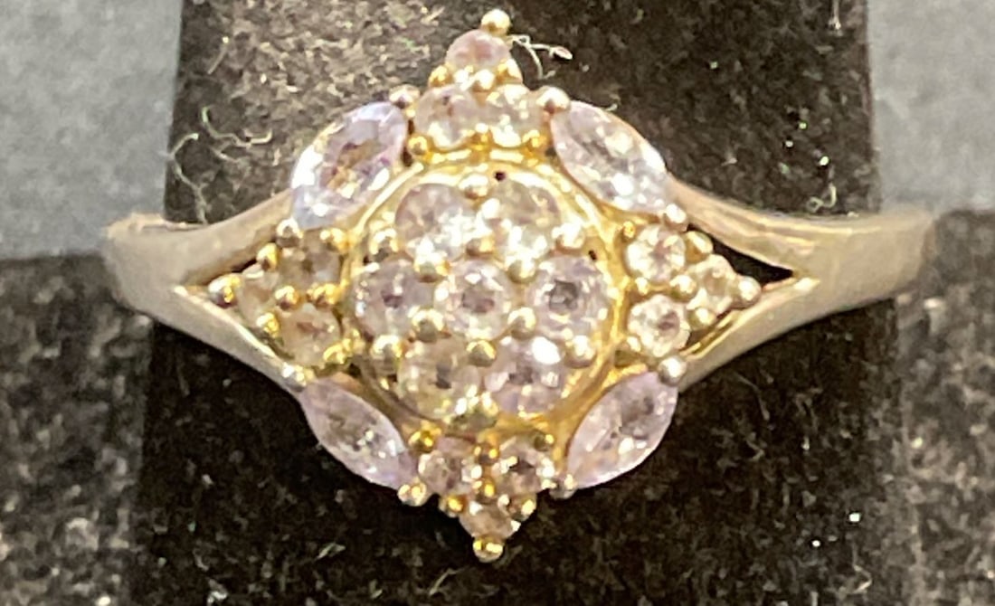 Vntg Sterling Silver Periwinkle Blue Gem Ring (1 of 6)