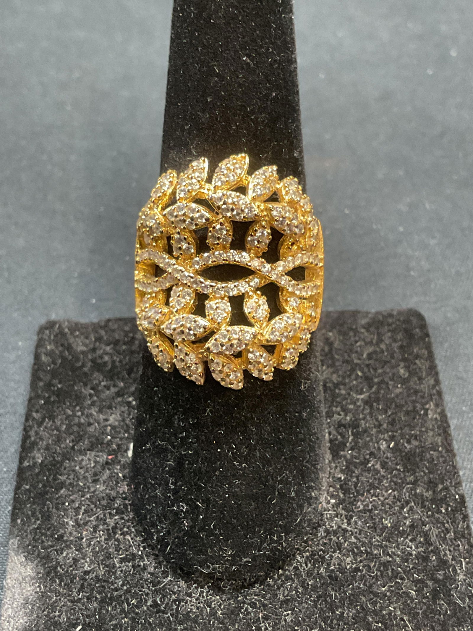 Gold Tone Crystal Statement Ring (1 of 6)