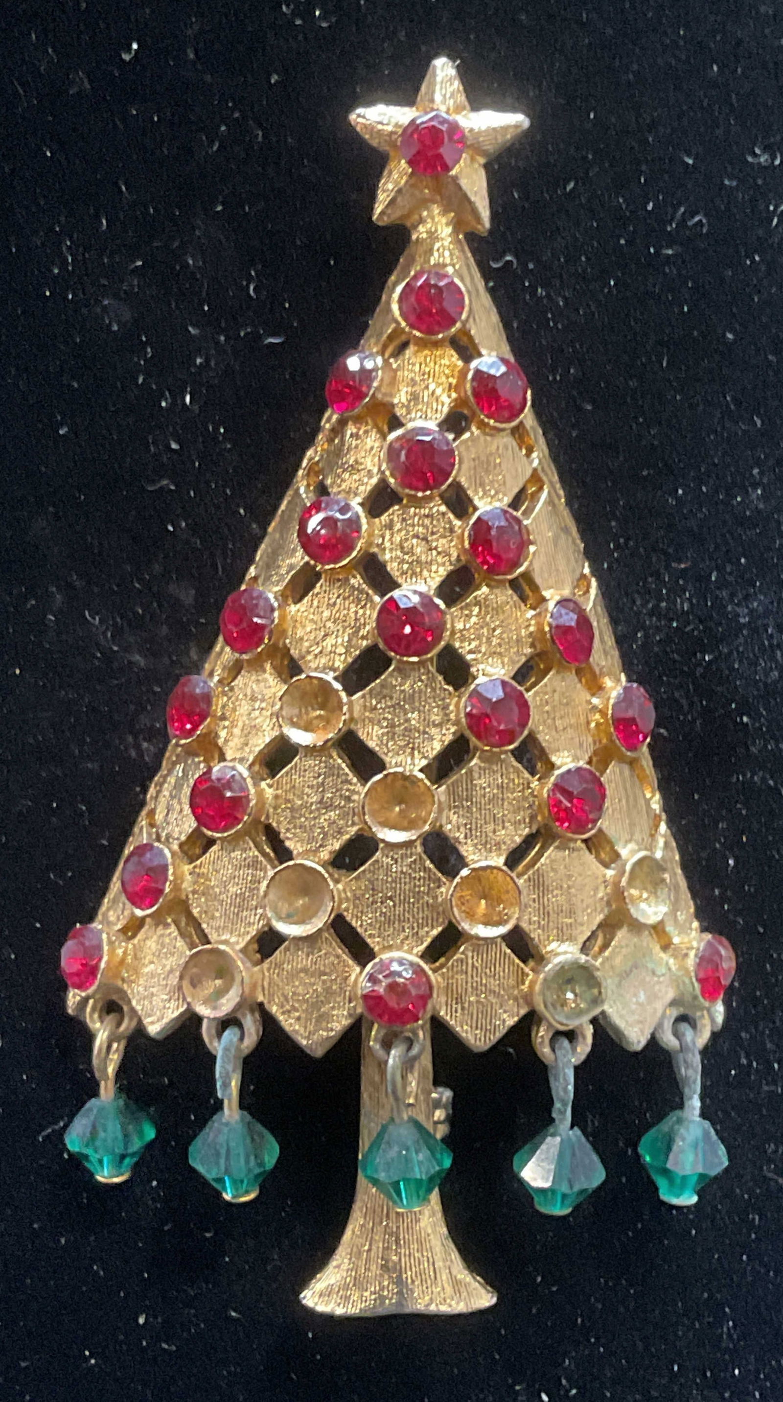 MYLU Gold Tone Crystal Christmas Tree Brooch (1 of 6)