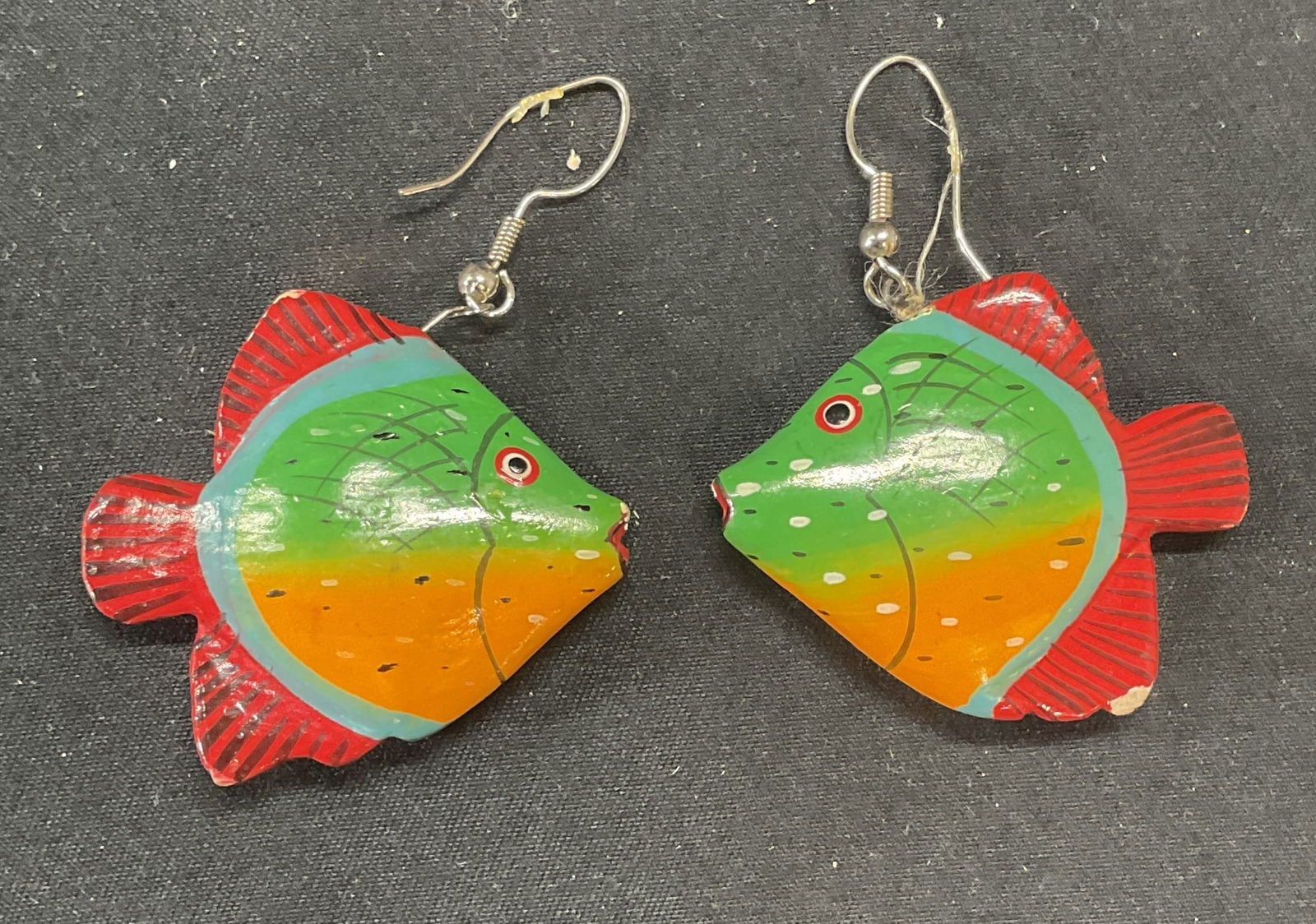 Handmade Painted Fish Dangle Earrings (1 of 6)