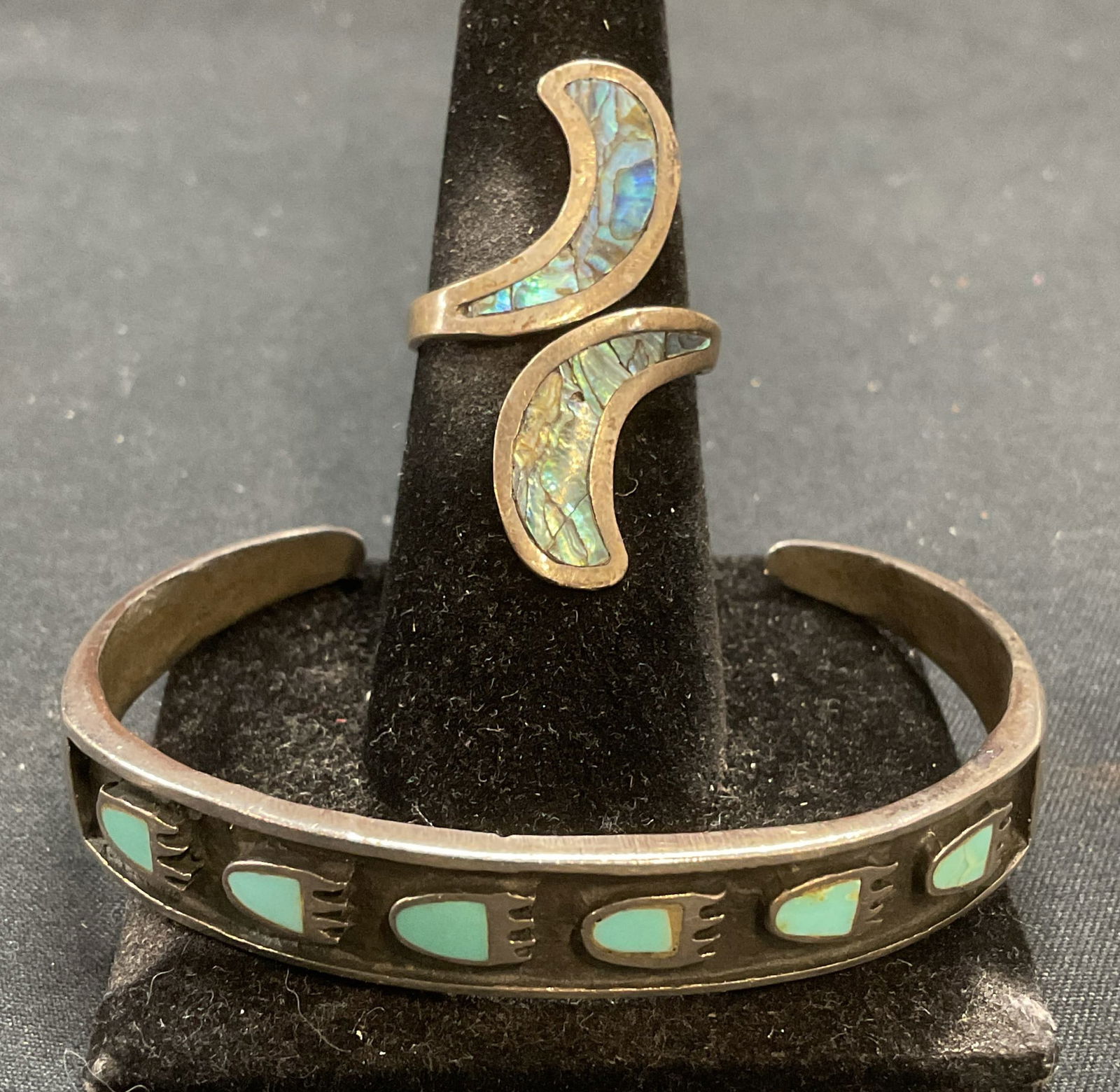 Lot 2 Signed Sterling Silver Abalone Ring + (1 of 7)