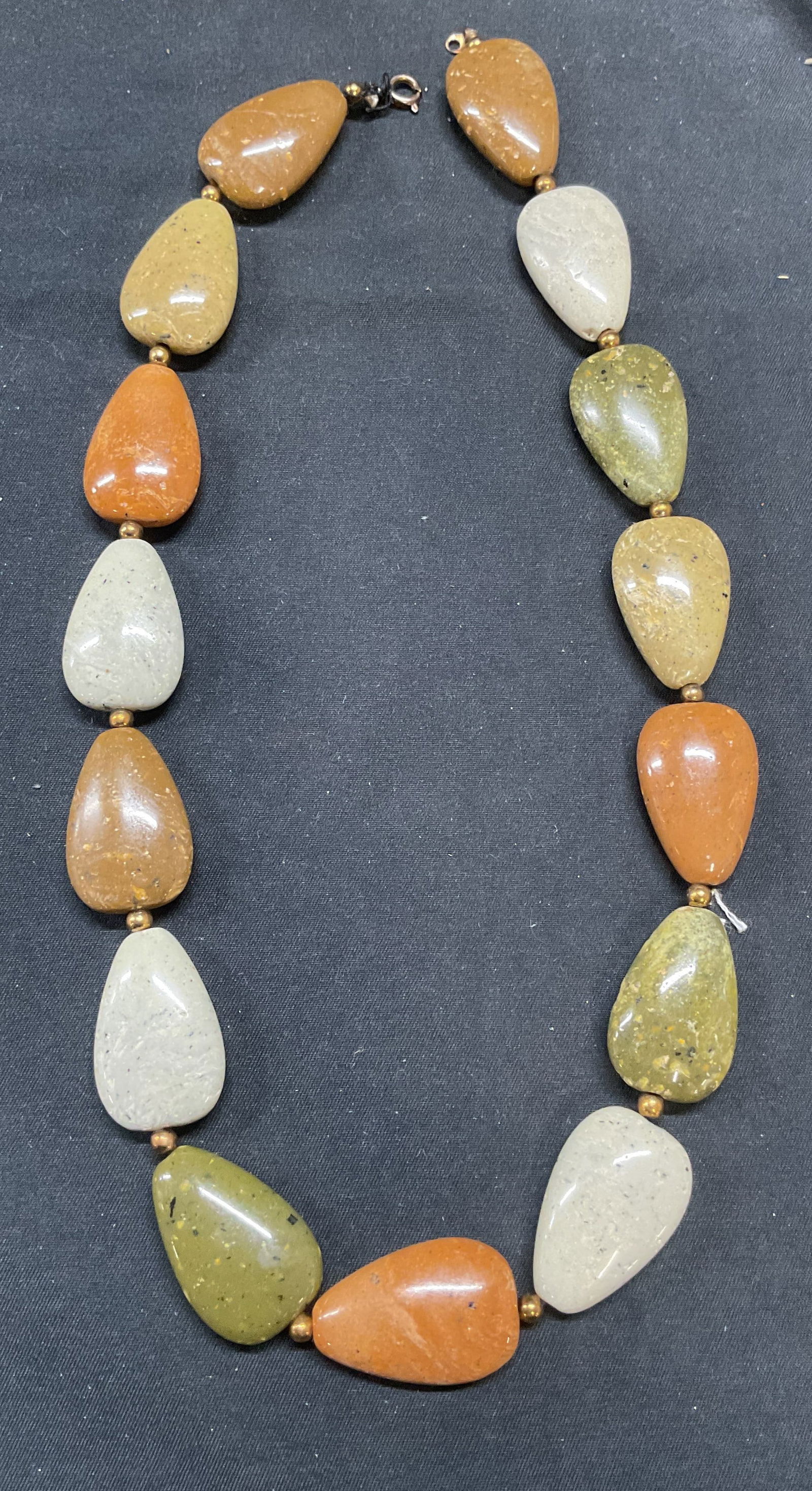 Multicolor Stone Cabochon Beaded Necklace (1 of 6)