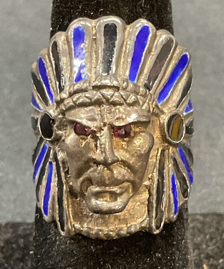 Sterling Silver Native American Head Ring (1 of 6)