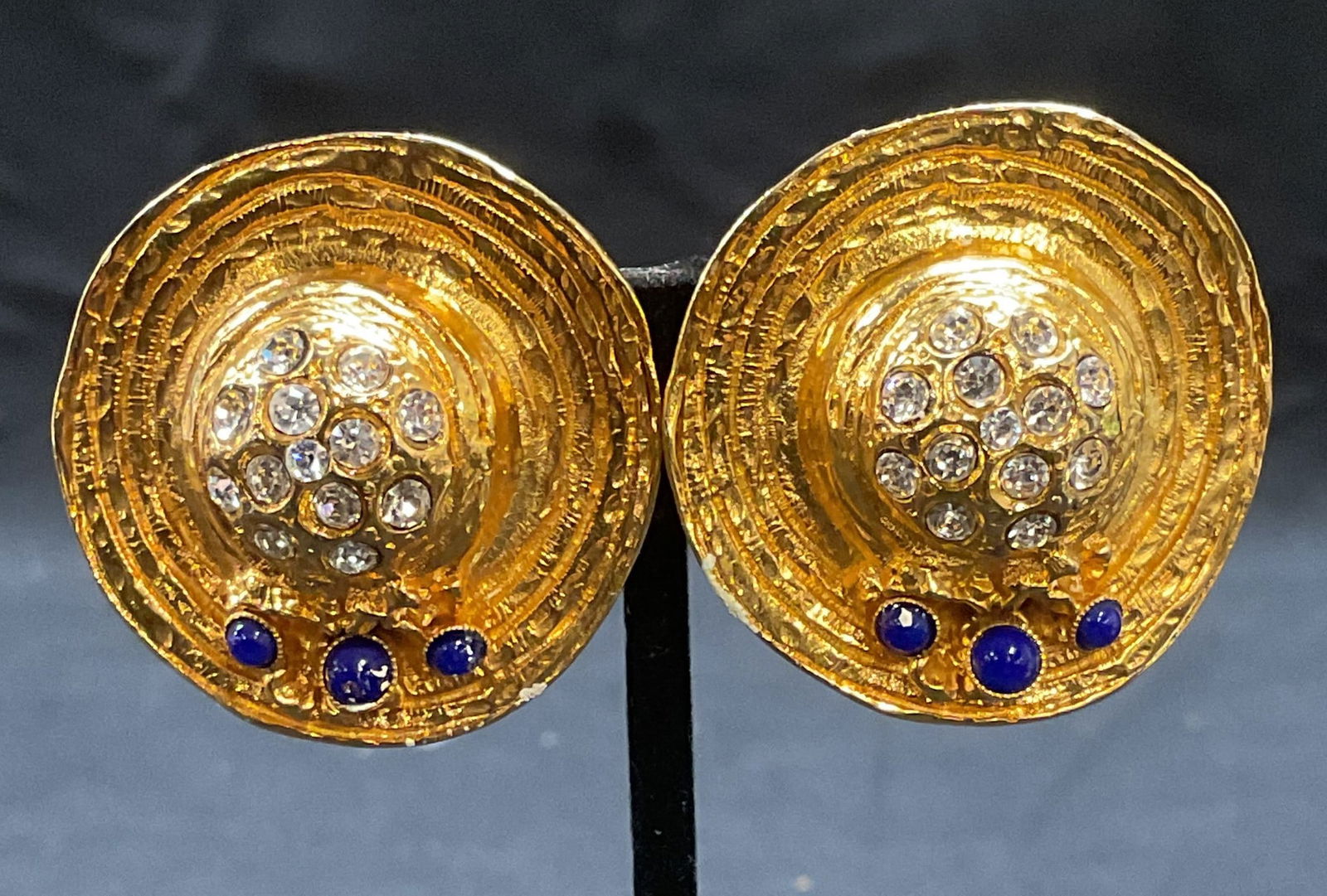 Vntg De Liguoro Gold Pl Crystal Earrings (1 of 6)