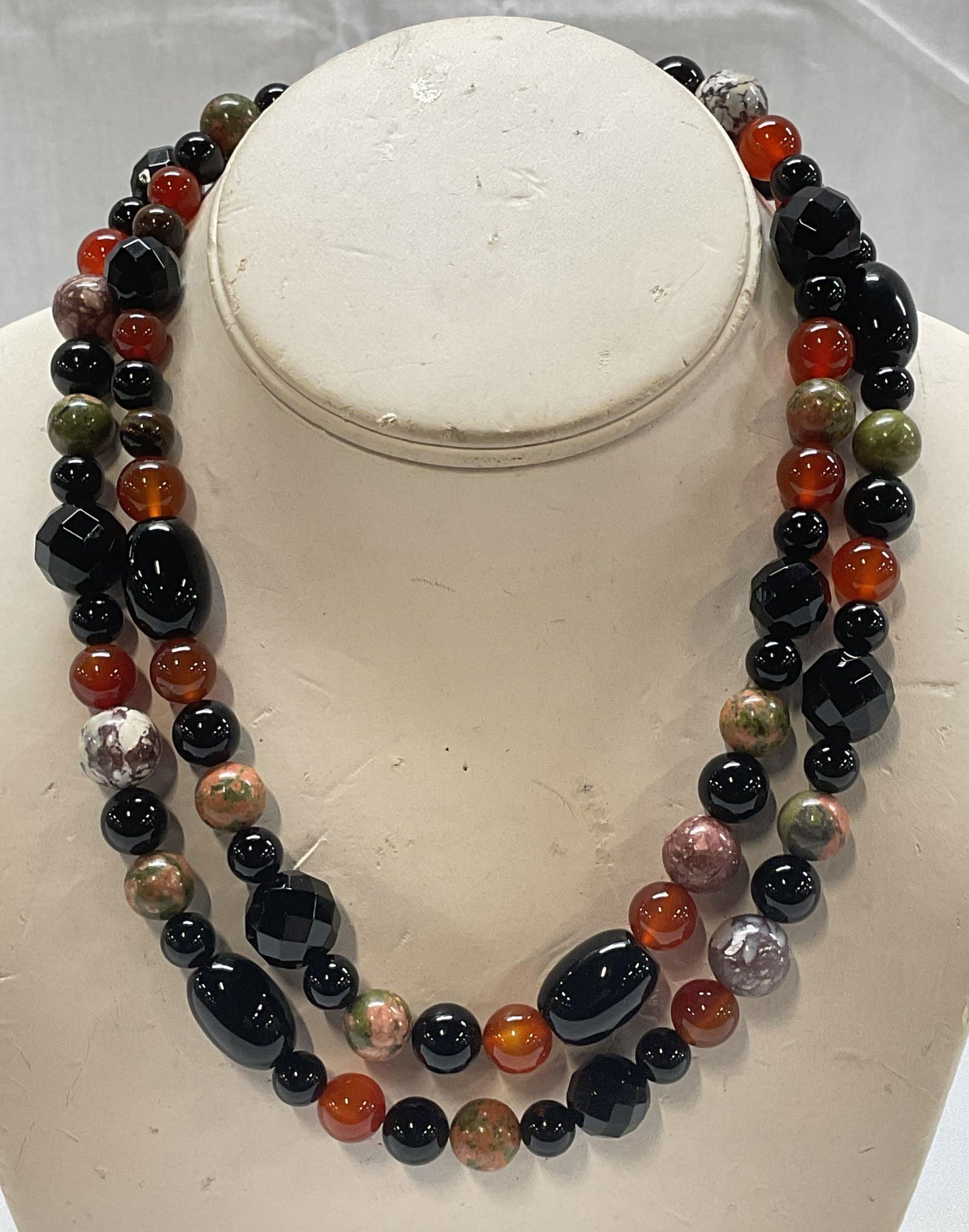 Onyx, Carnelian, Garnet Beaded Necklace (1 of 6)