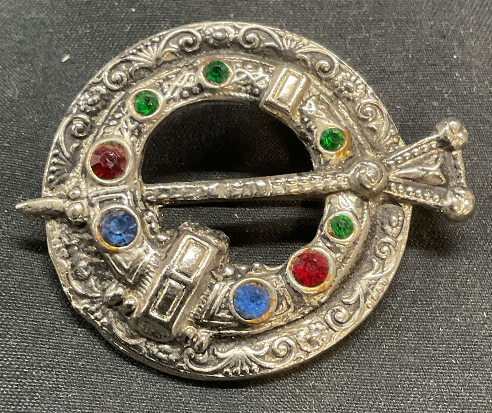 Silver Tone Celtic Cloak Crystal Brooch (1 of 6)