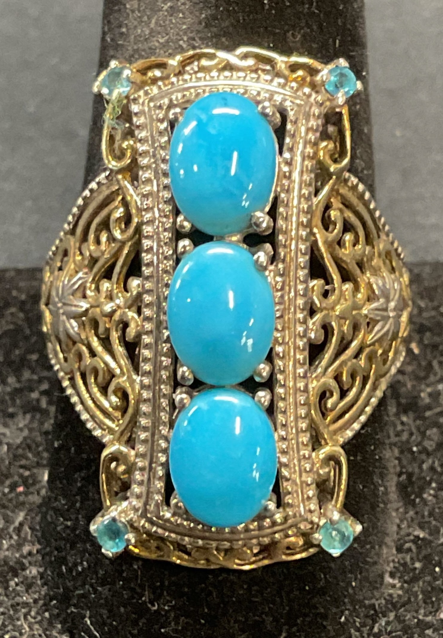 Signed Sterling Silver Turquoise Cabochon ring (1 of 7)