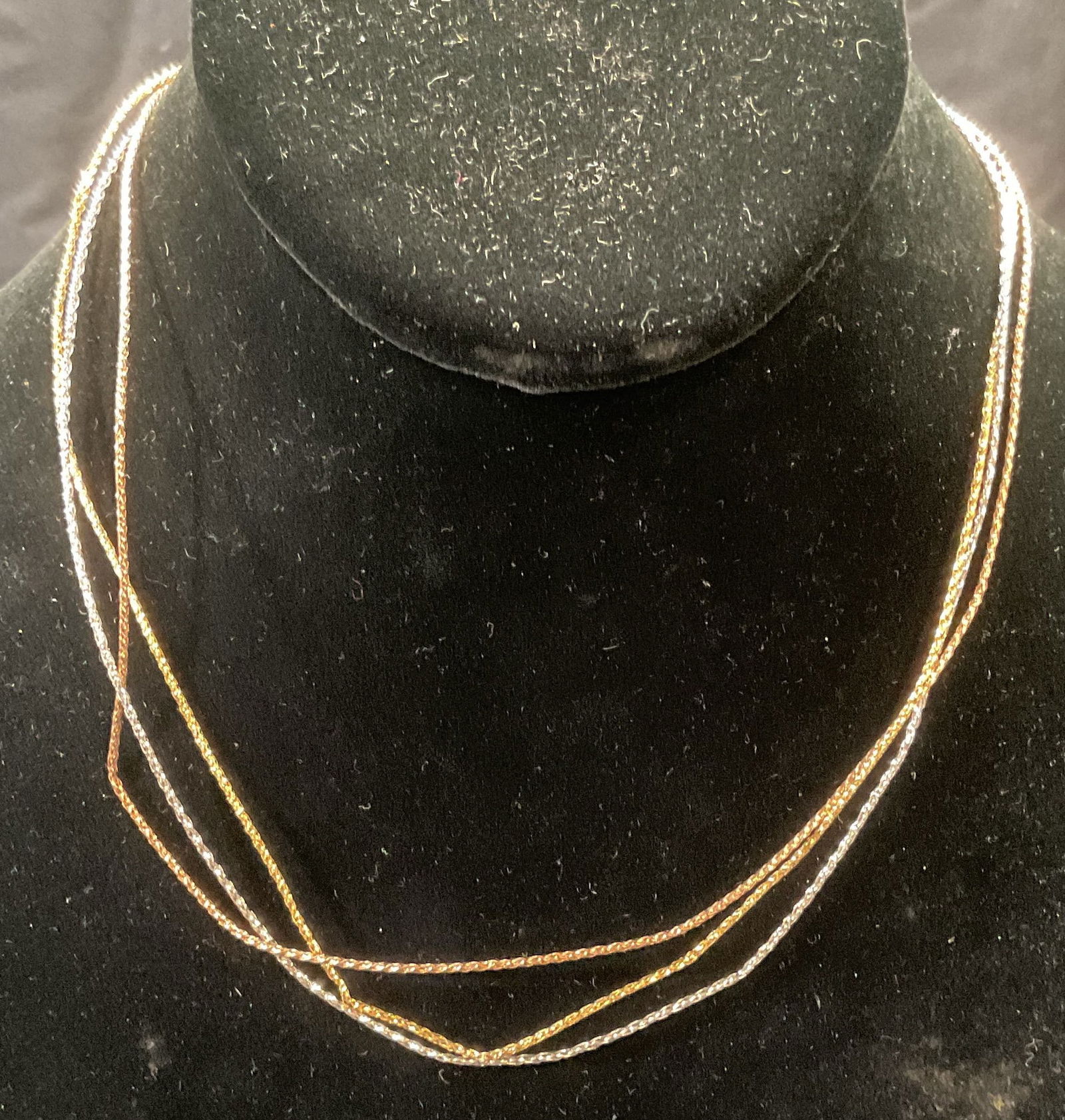 14k Gold Three Strand Choker Necklace, Italy (1 of 7)