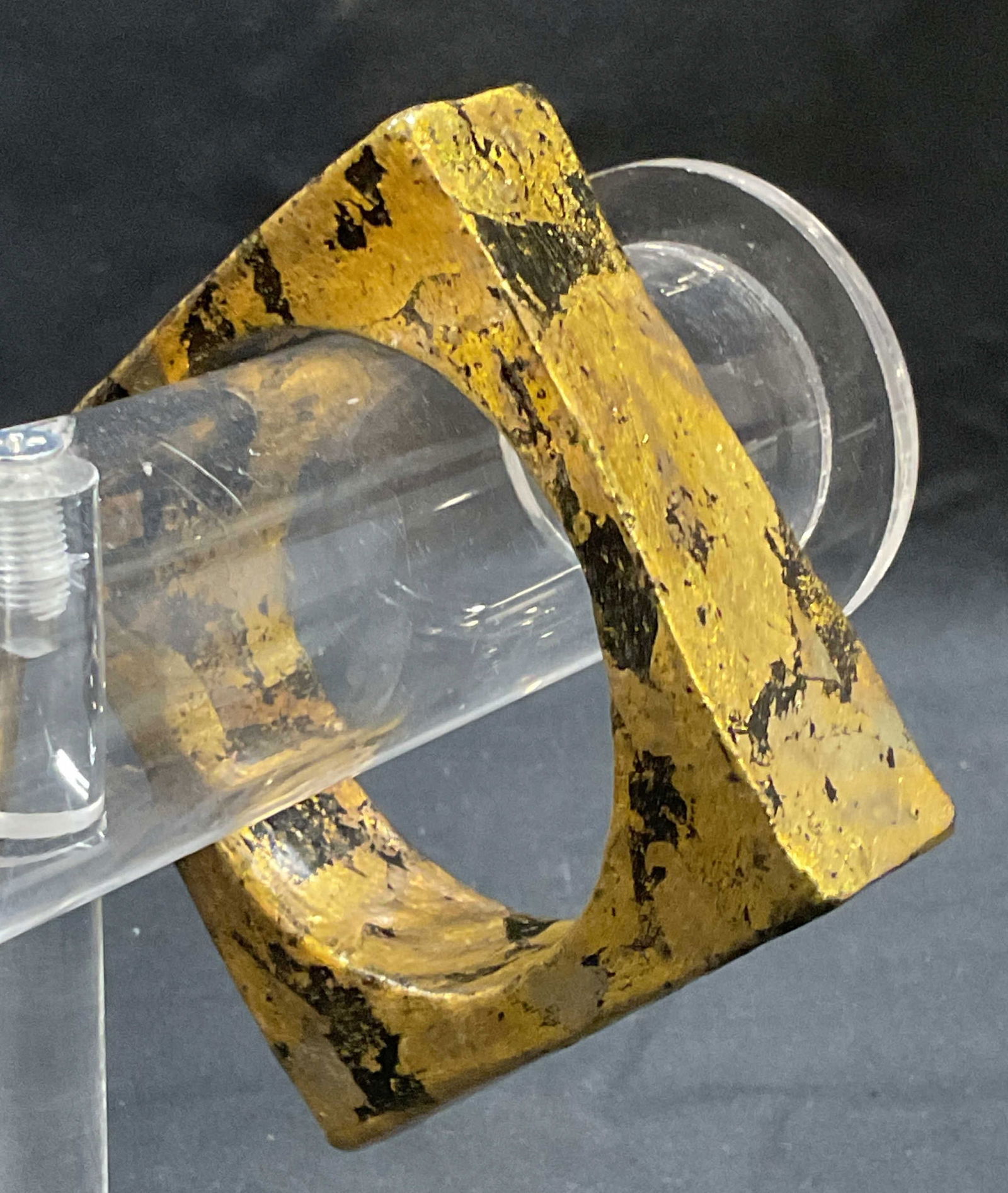 Black Gold Leaf Square Bangle Bracelet (1 of 6)