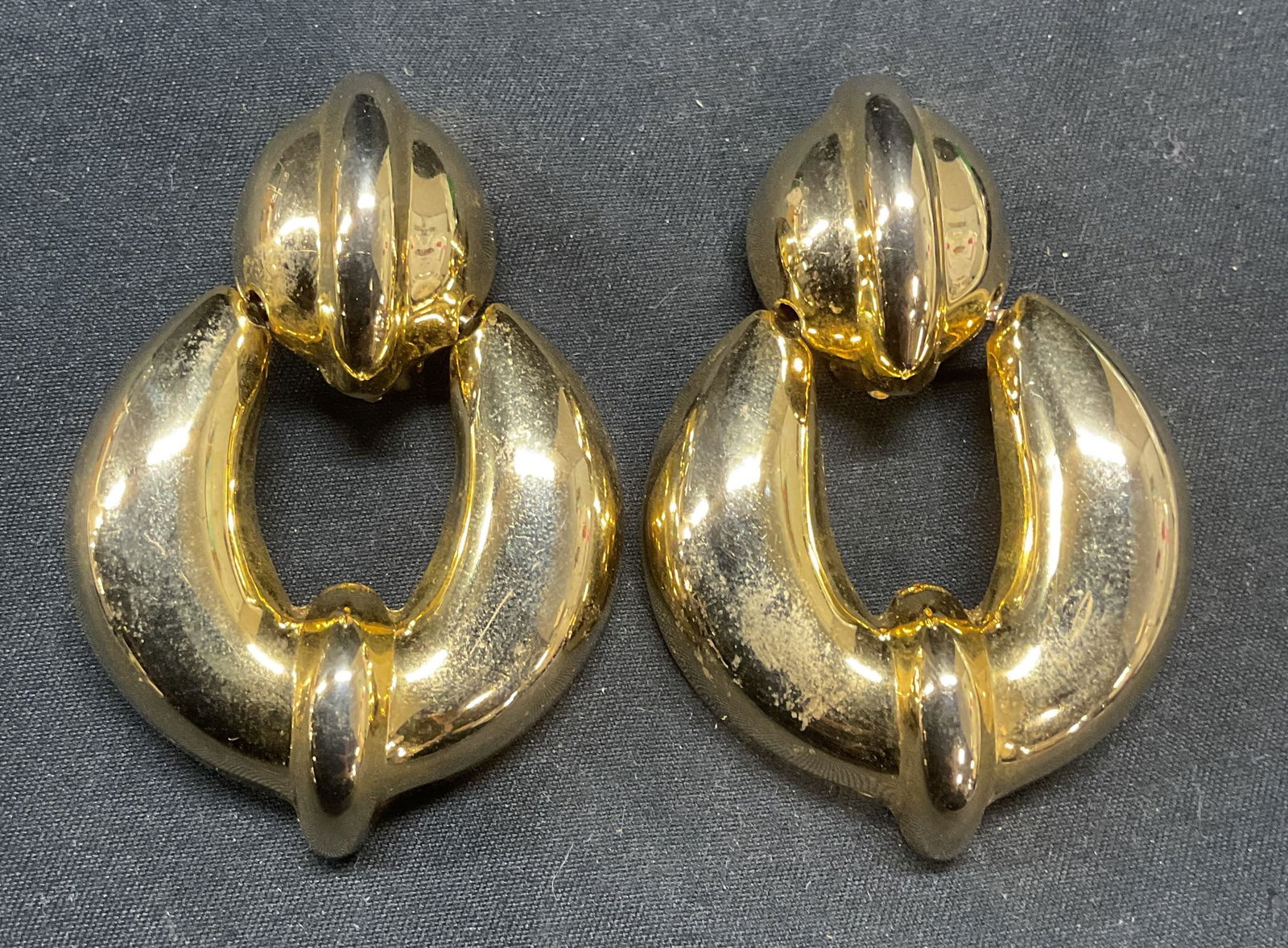 Vintage Gold Tone Door Knocker Earrings (1 of 6)