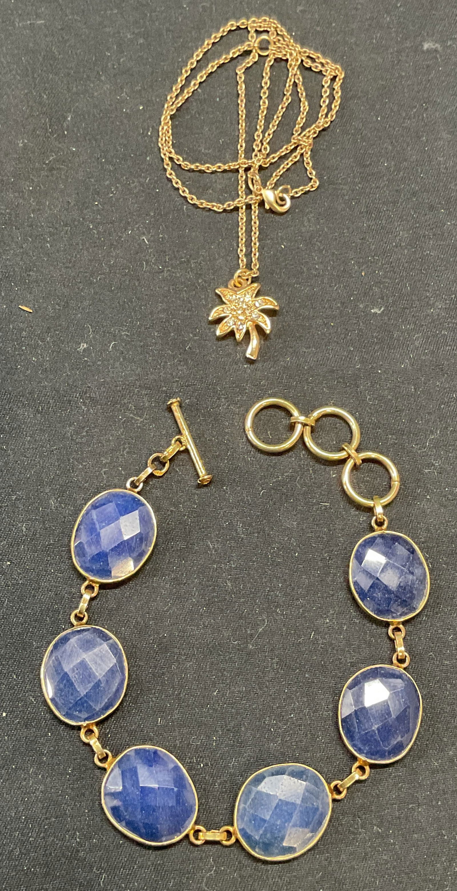 Lot 2 Gold Tone Blue Stone Bracelet + (1 of 6)