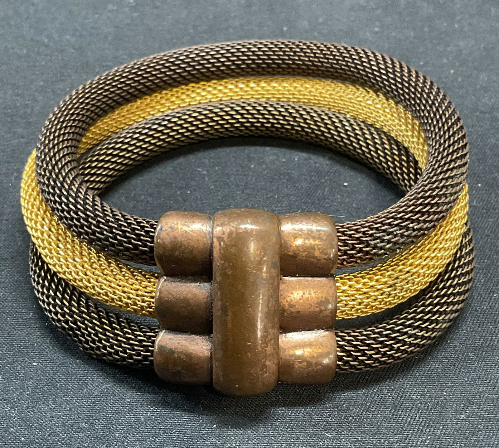 Vintage Gold & Bronze Tn Mesh Chain Bracelet (1 of 7)