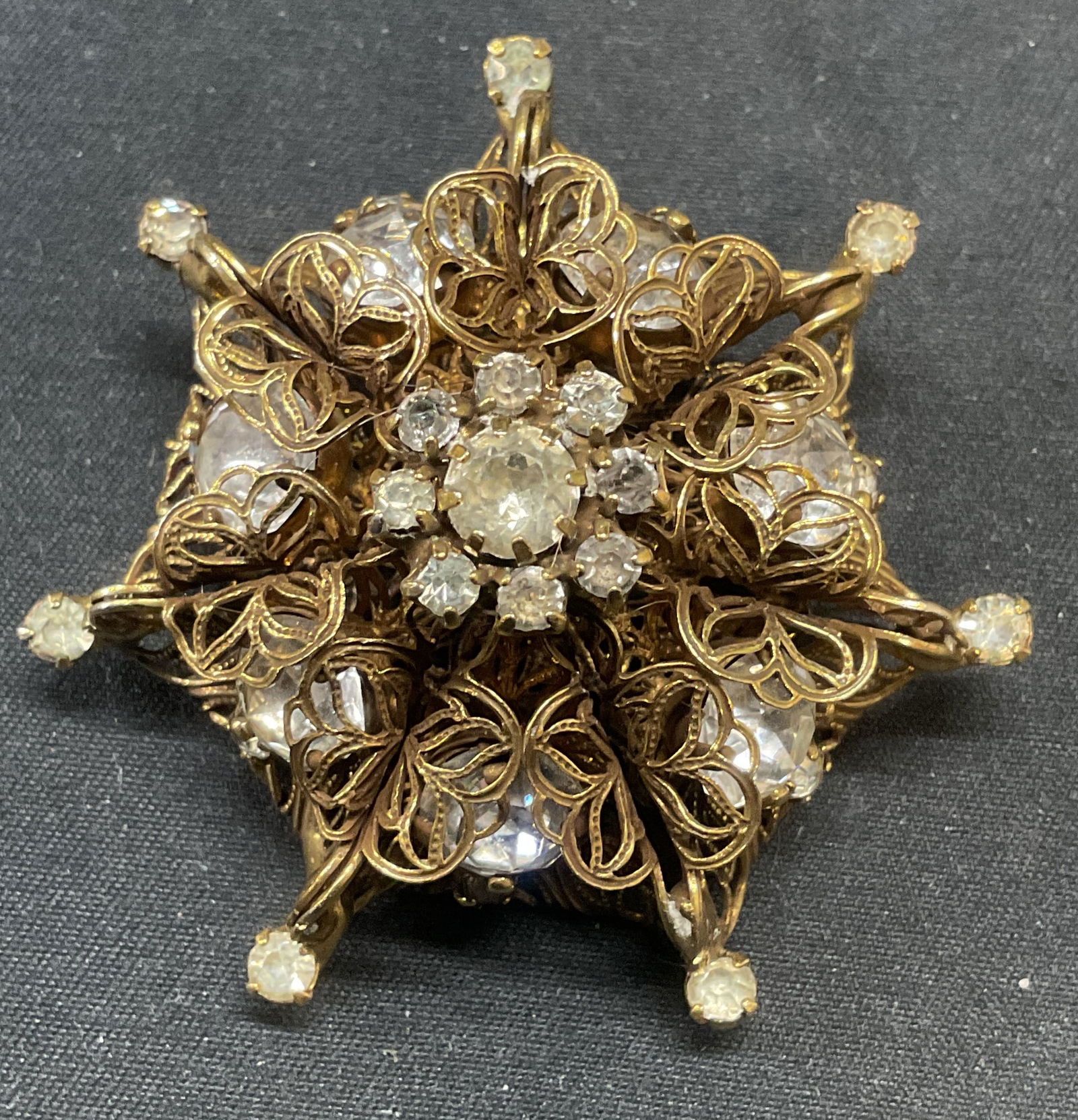Vintage Kramer Gold Tone Crystal Brooch (1 of 6)