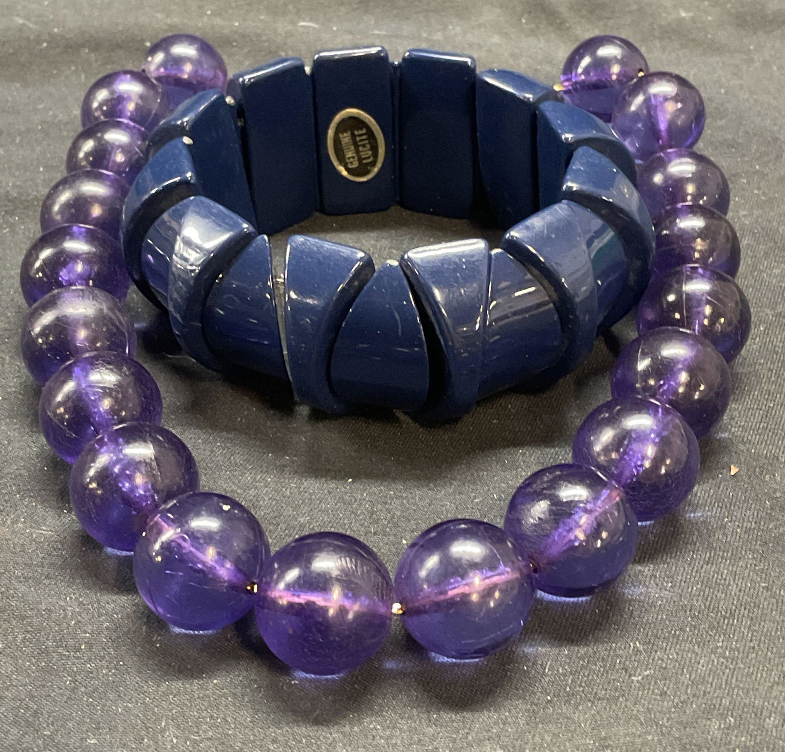 Lot 2 Vntg MANON Purple Necklace, Lucite Bracelet (1 of 6)