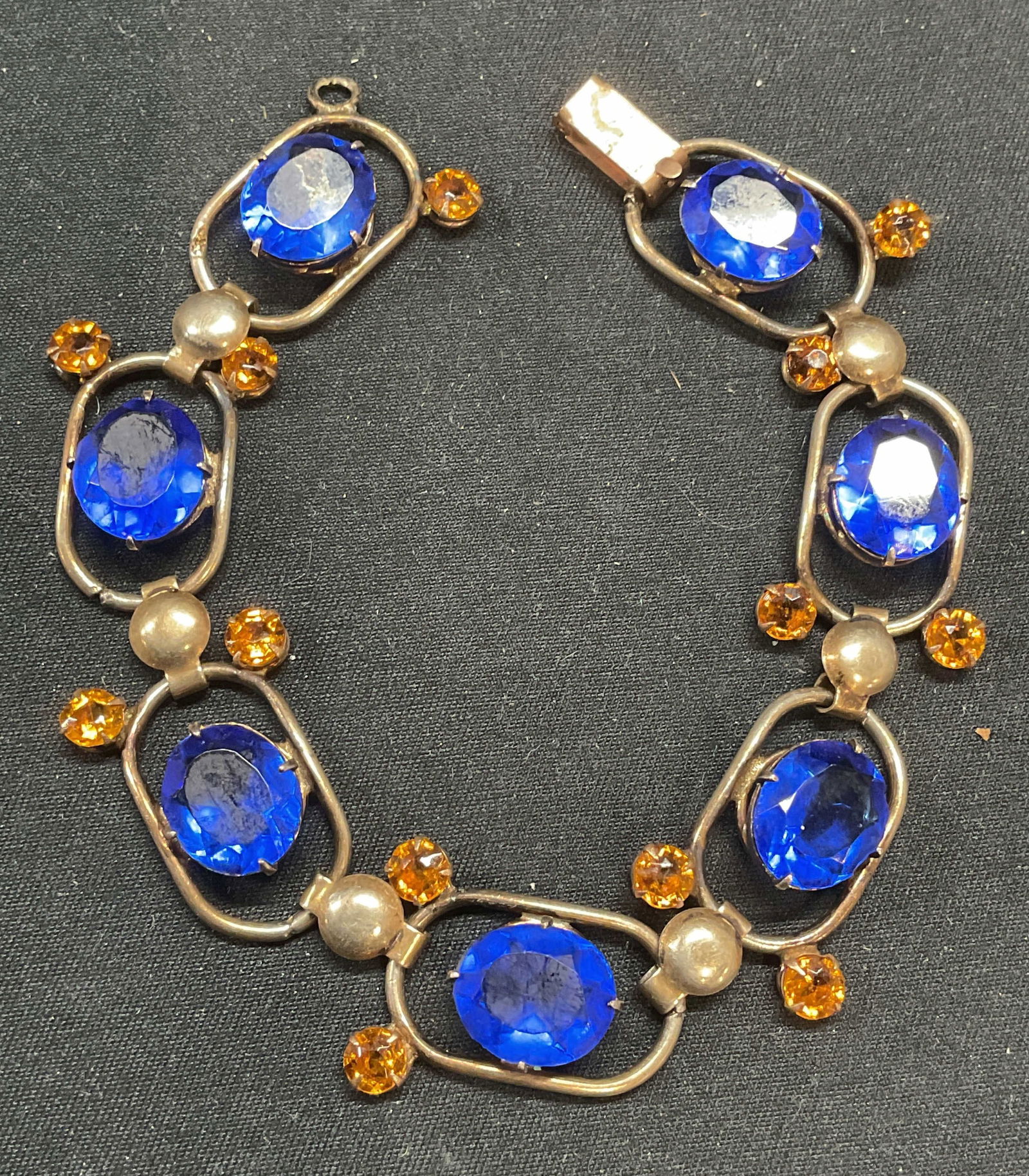 Vintage Sterling Silver Blue Crystal Bracelet (1 of 7)