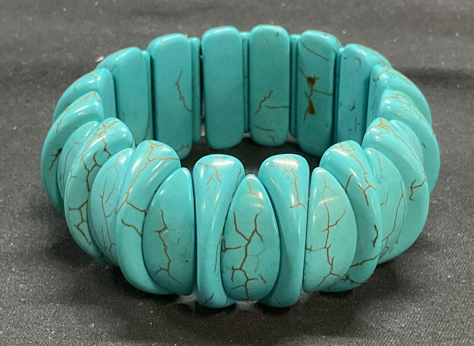 Turquoise Tone Howlite Beaded Bracelet (1 of 7)