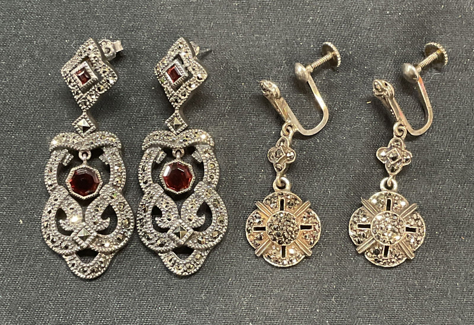 Lot 2 JJ Sterling Silver Garnet Earrings + (1 of 6)