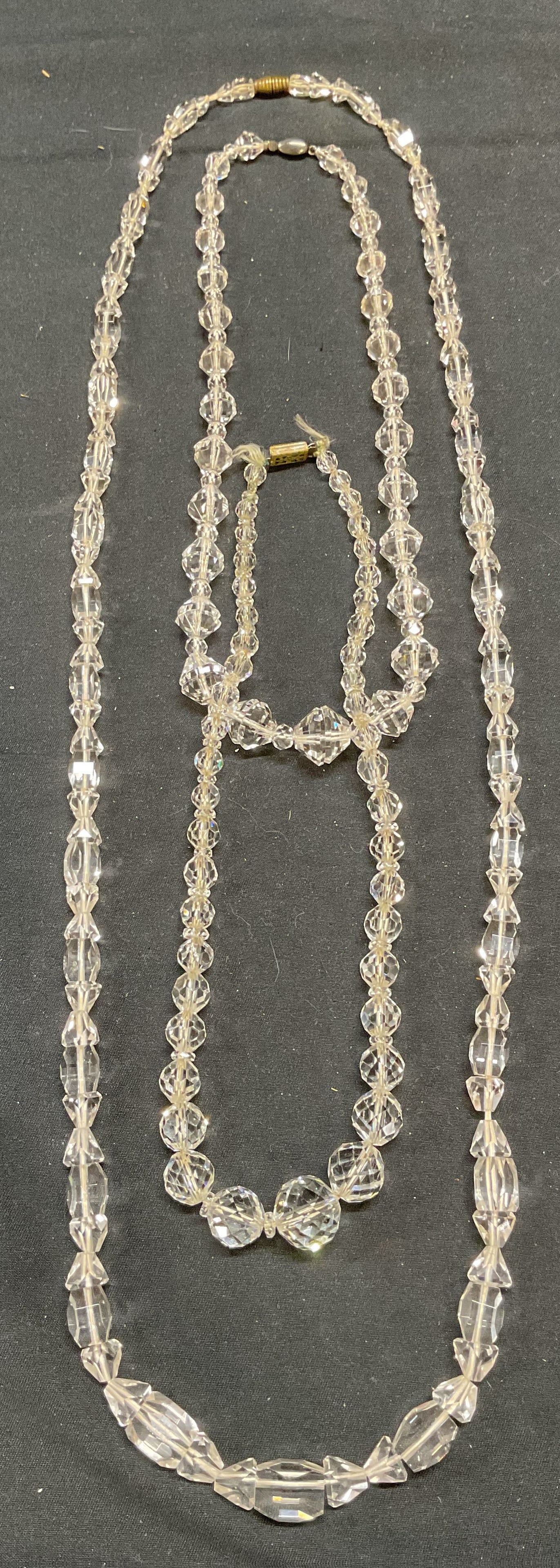 Lot 3 Vintage Colorless Crystal Necklaces (1 of 8)