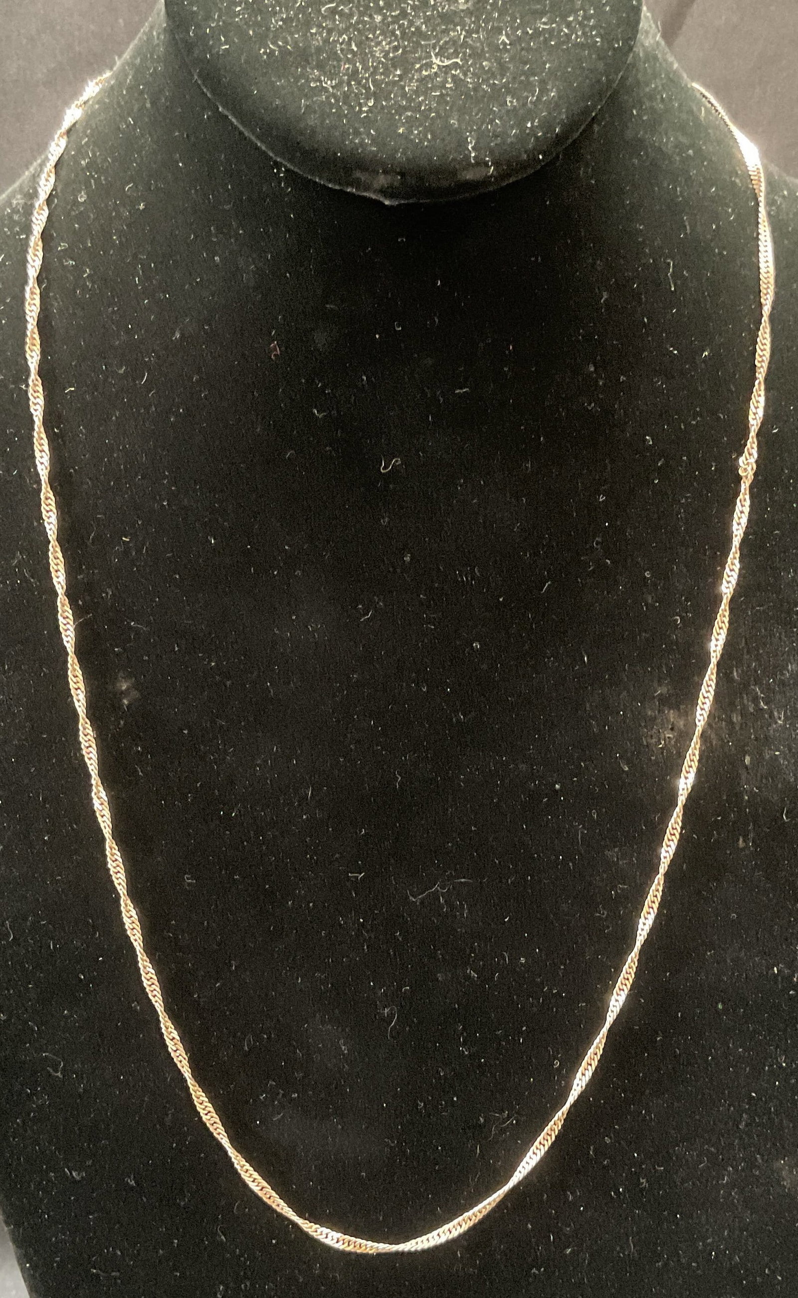 Vintage Sterling Silver Chain Necklace, Italy: Vintage sterling silver necklace with sterling silver twisted chain necklace. Marked 925, Italy. Drop length approx. 12 inches. Total weight .16 ozt. Some surface wear including scratching observed. J