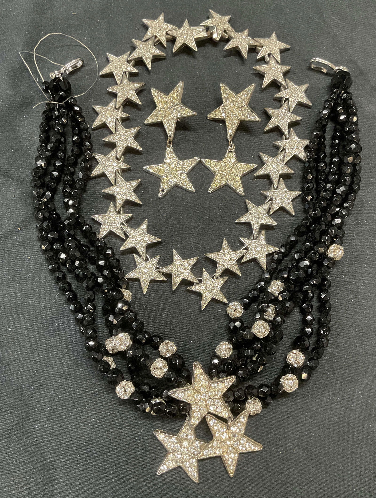 Lot 3 Silver & Black Tn Crystal Star Necklaces + (1 of 7)