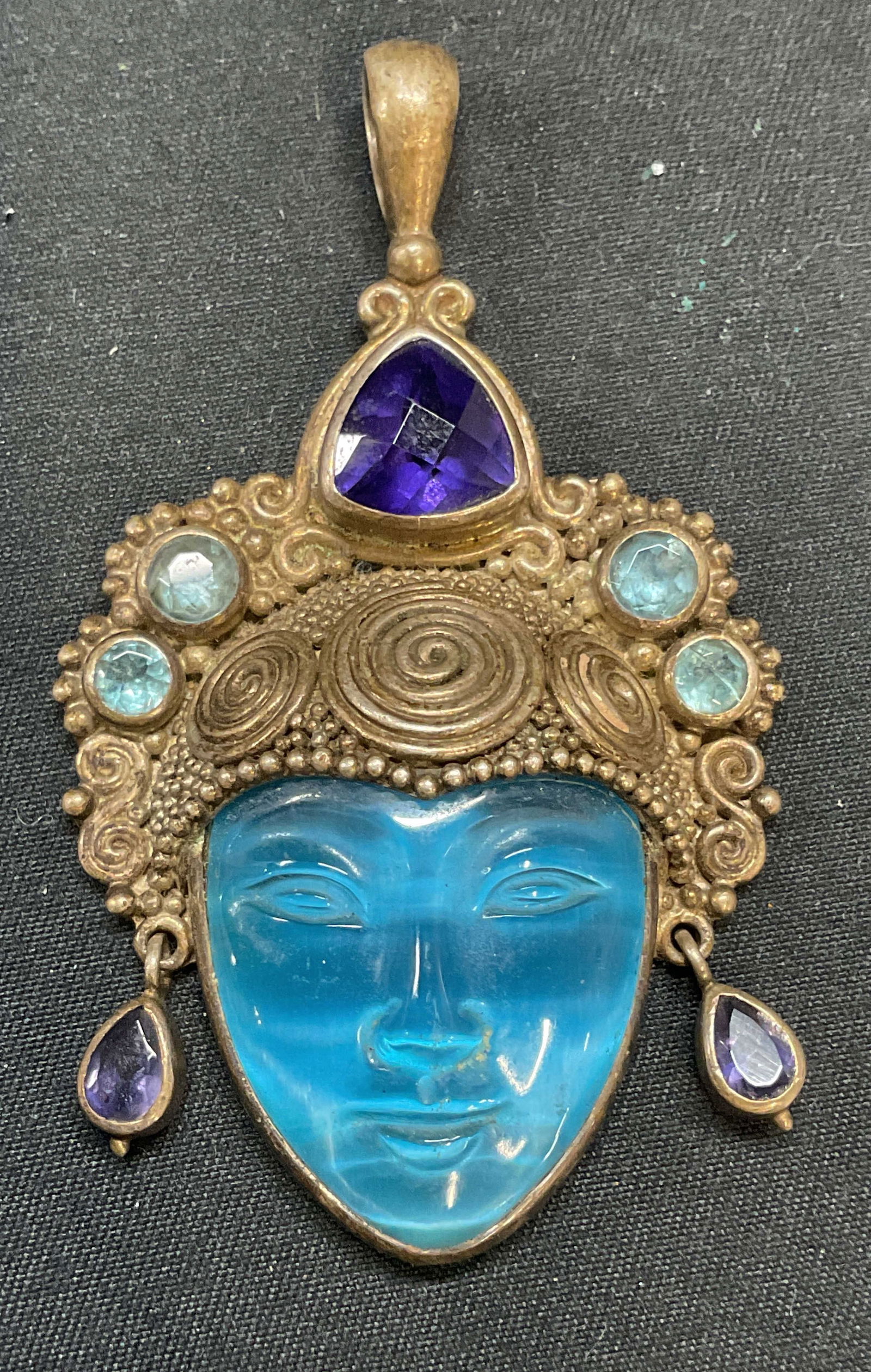 Vntg Sajen Goddess Sterling Silver Gem Pendant (1 of 6)