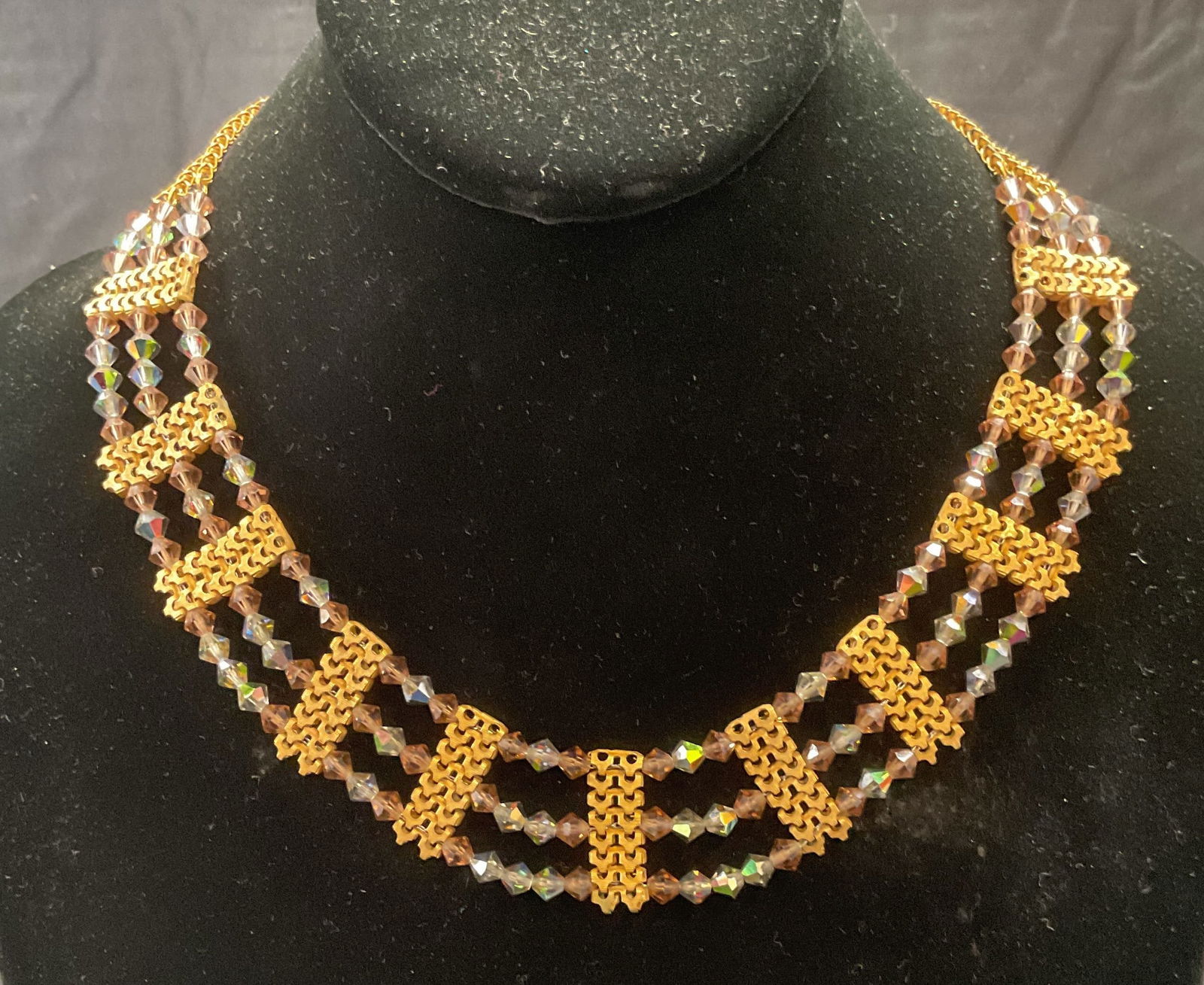 Vintage Gold Tone Crystal Beaded Necklace (1 of 6)