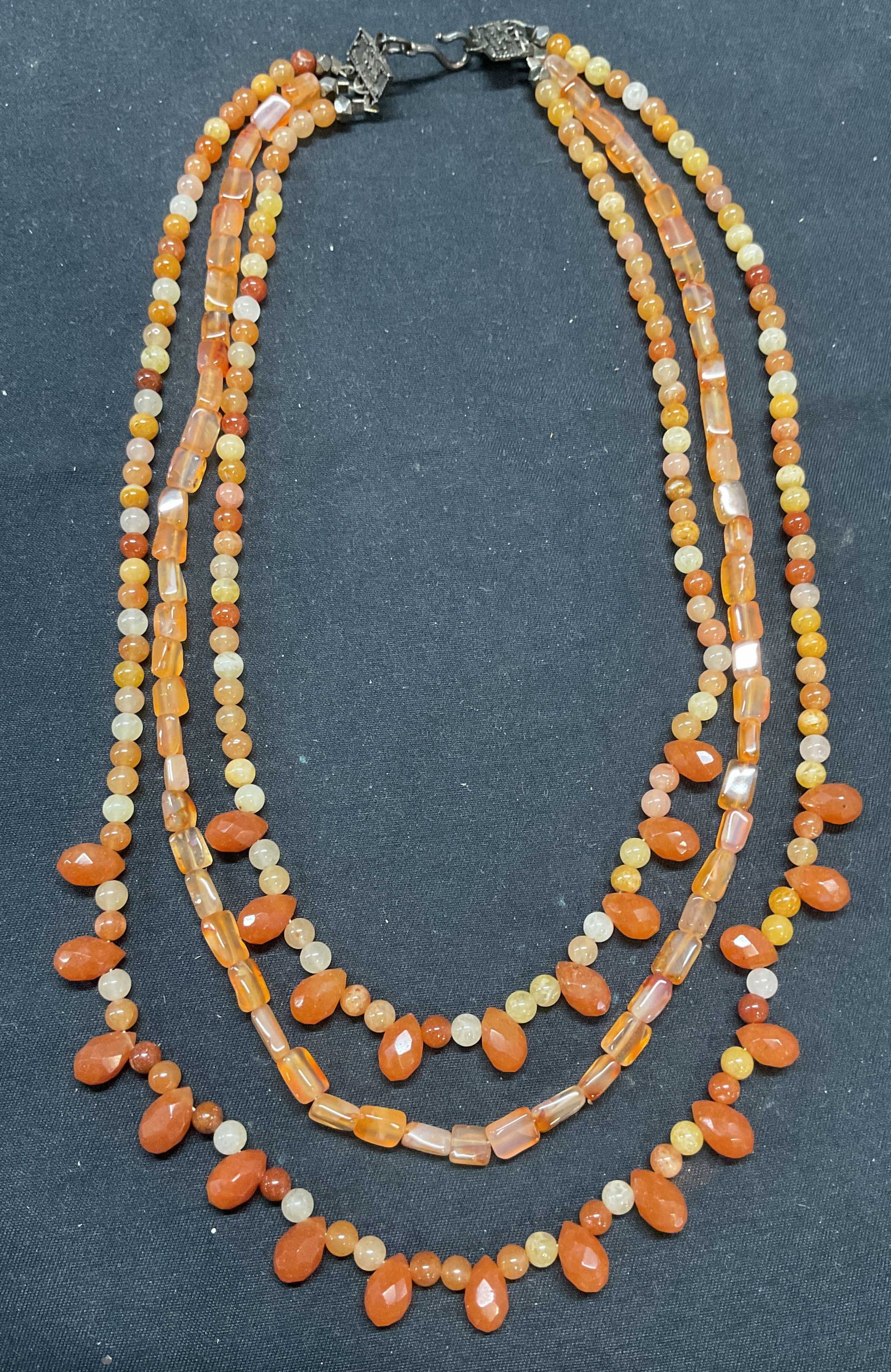 Vintage Sterling Silver Agate Beaded Necklace (1 of 7)
