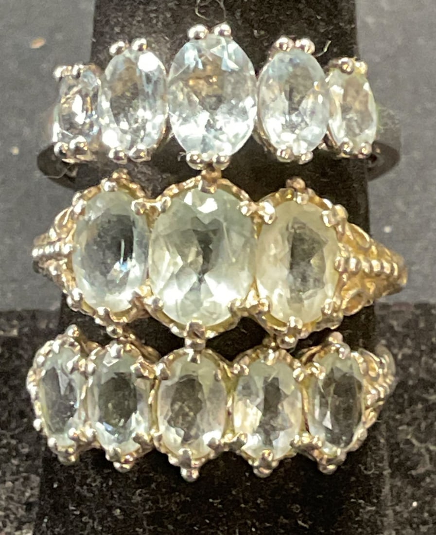 Lot 3 FP Sterling Silver & Aquamarine Rings (1 of 8)
