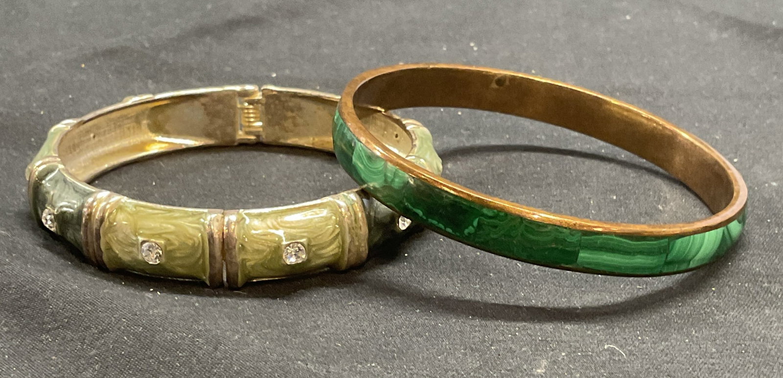 Lot 2 Inlaid Malachite & Enamel Bracelets (1 of 6)