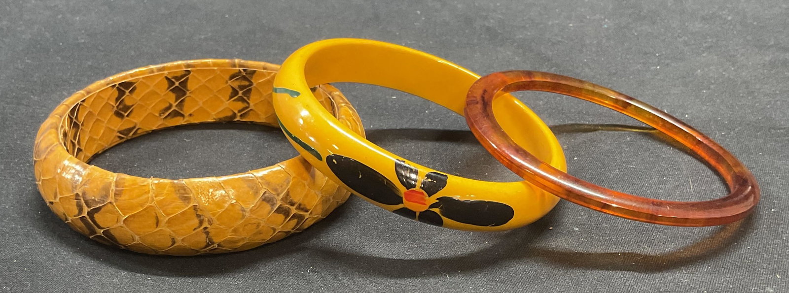 Lot 3 Snakeskin Motif, Floral, + Bangle Bracelets (1 of 7)