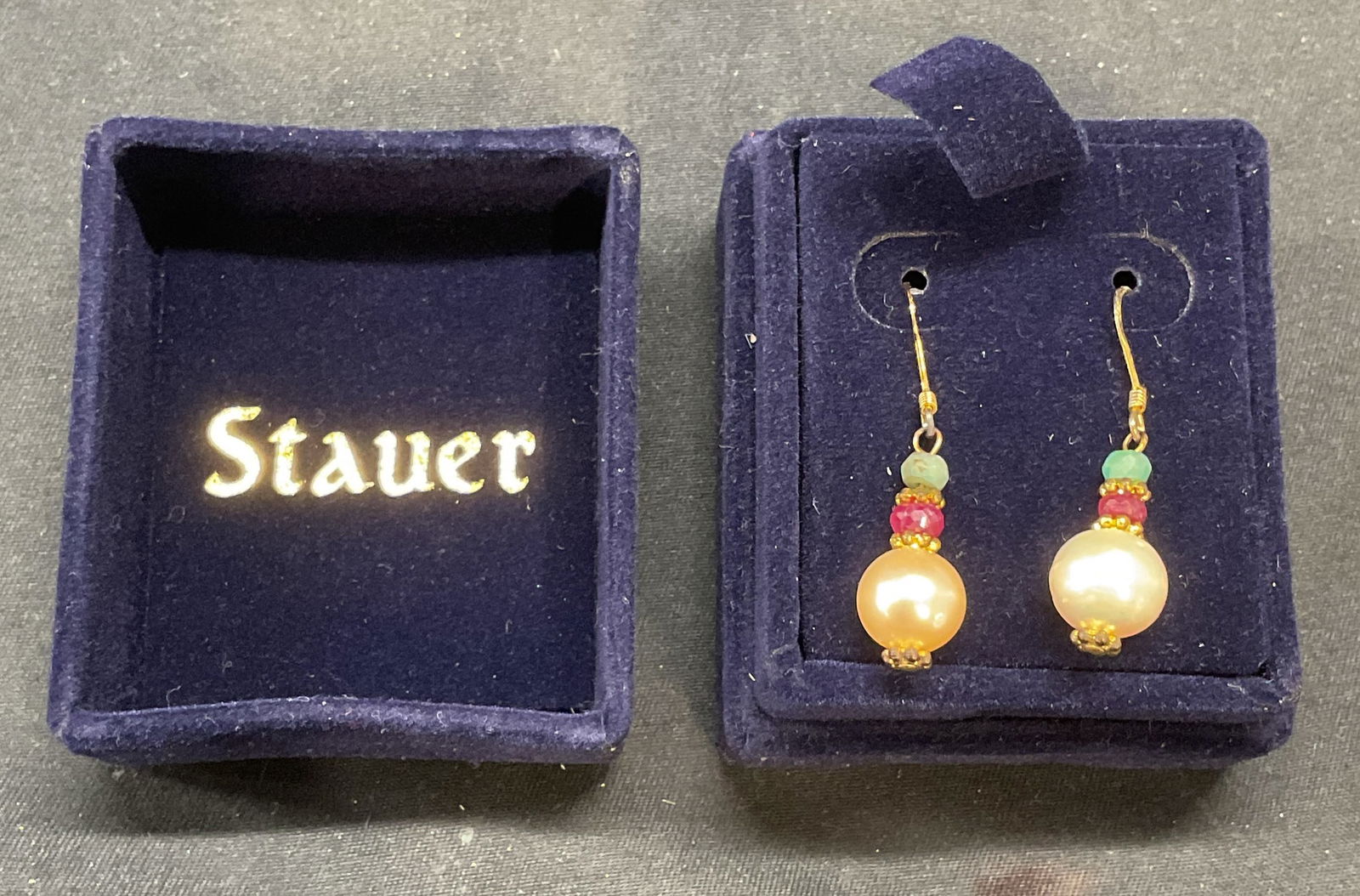 Sterling Silver Pearl, Ruby & Jade Earrings (1 of 7)