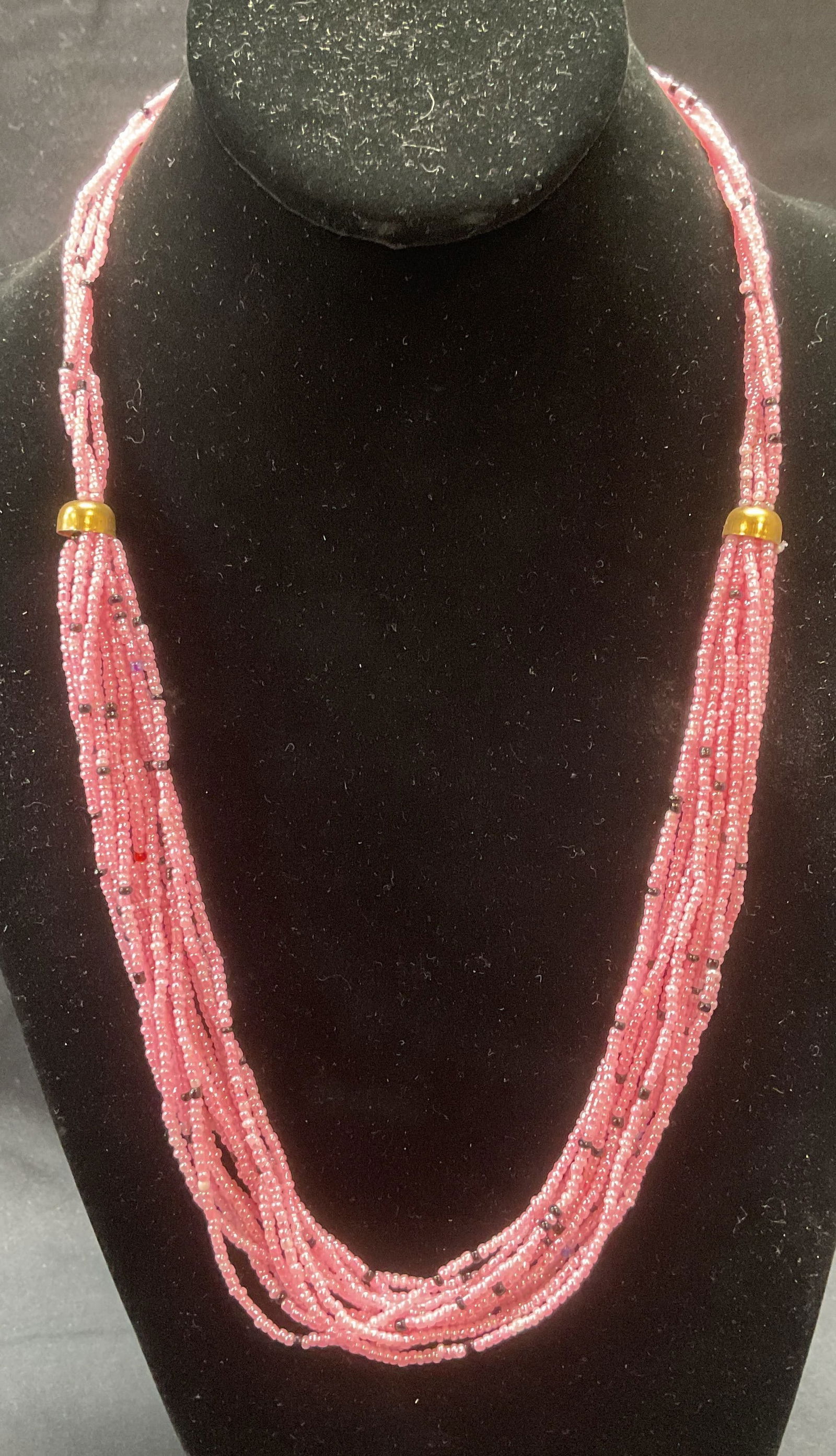 Vintage Pink & Black Seed Bead Necklace (1 of 6)