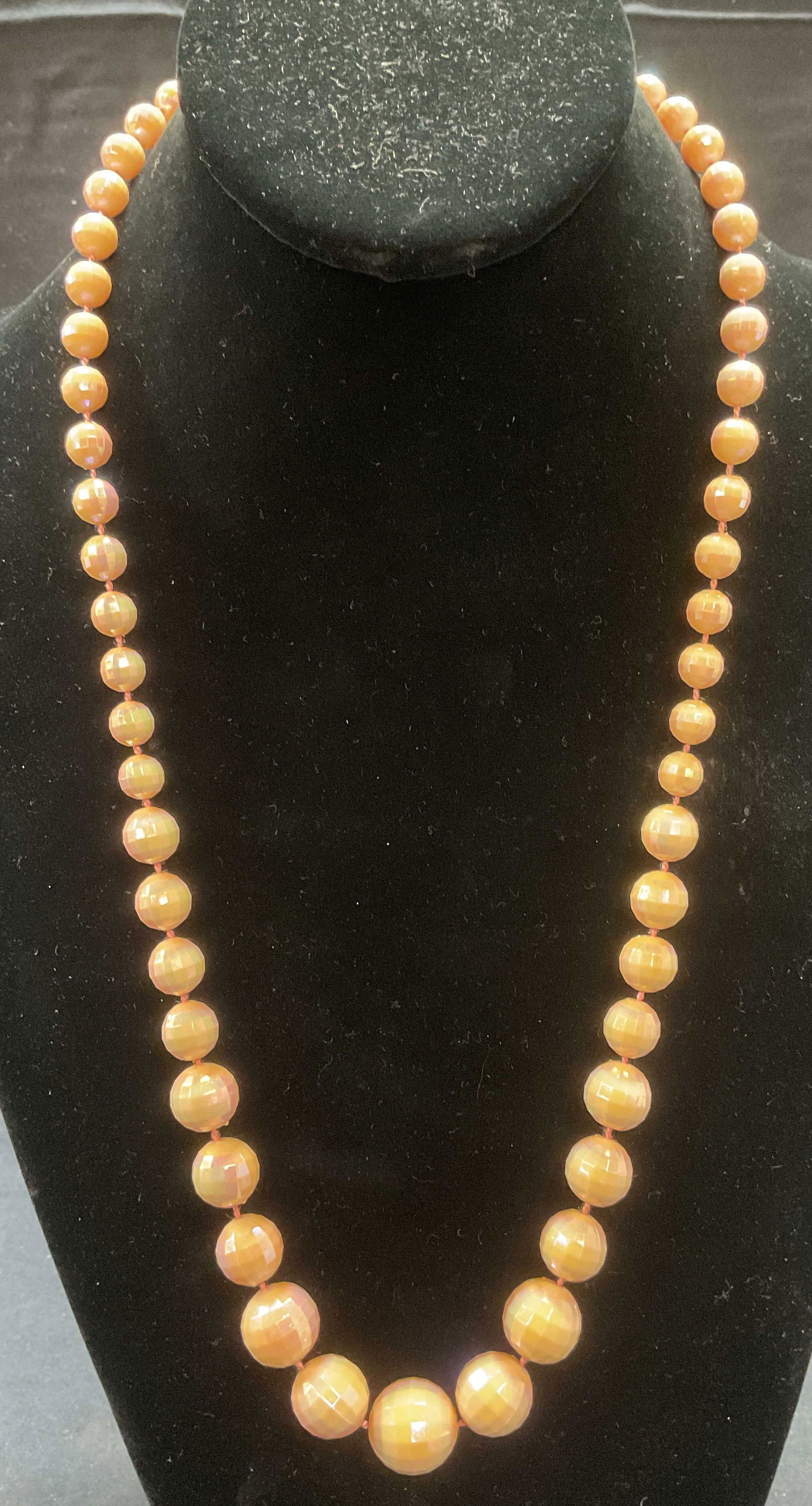 Vintage Peach Tone Crystal Beaded Necklace (1 of 6)