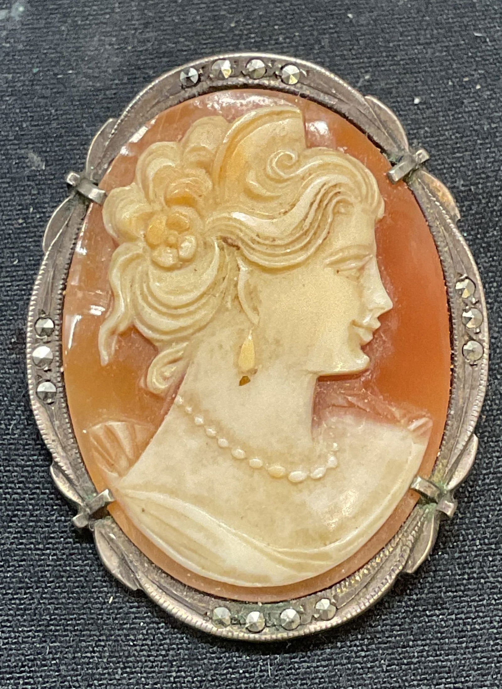 Antique .800 Silver Carved Shell Cameo Brooch (1 of 6)