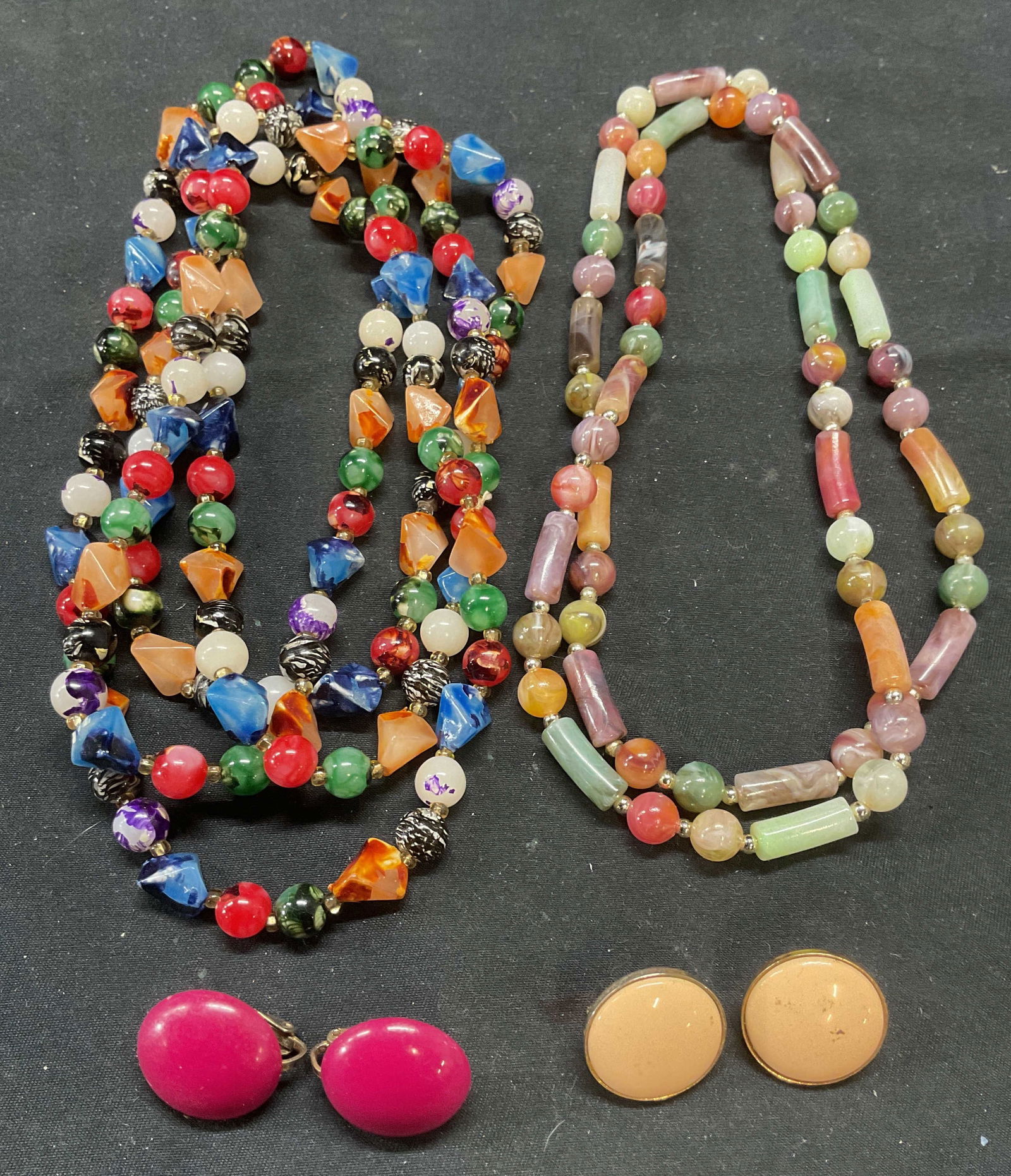 Lot 4 Vintage Lucite Faux Gemstone Necklaces + (1 of 10)