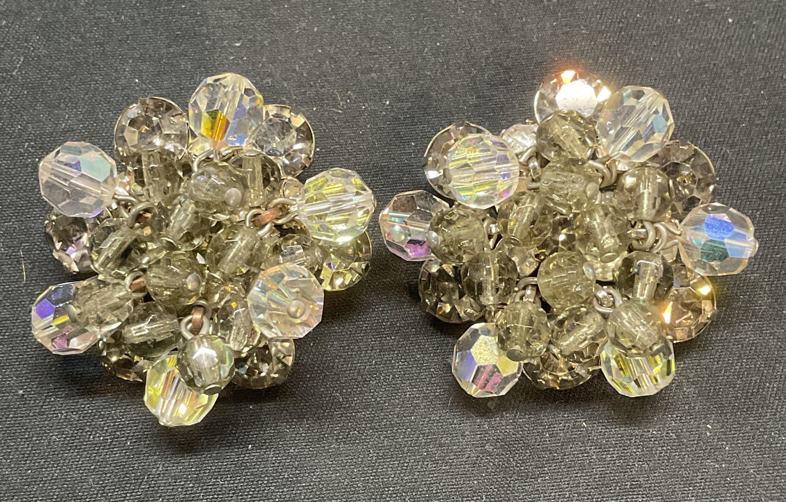 Vintage Silver Tone Crystal Beaded Earrings (1 of 6)