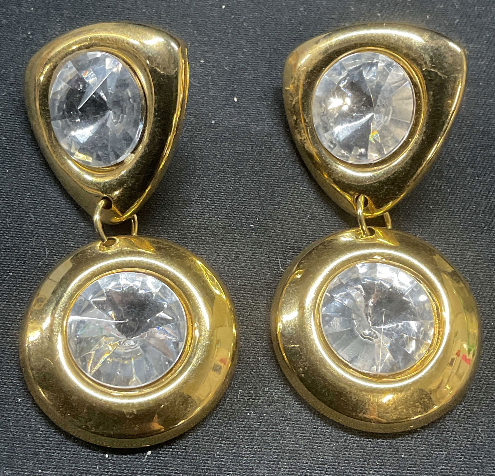 Gold Tone & Crystal Geometric Dangle Earrings (1 of 6)