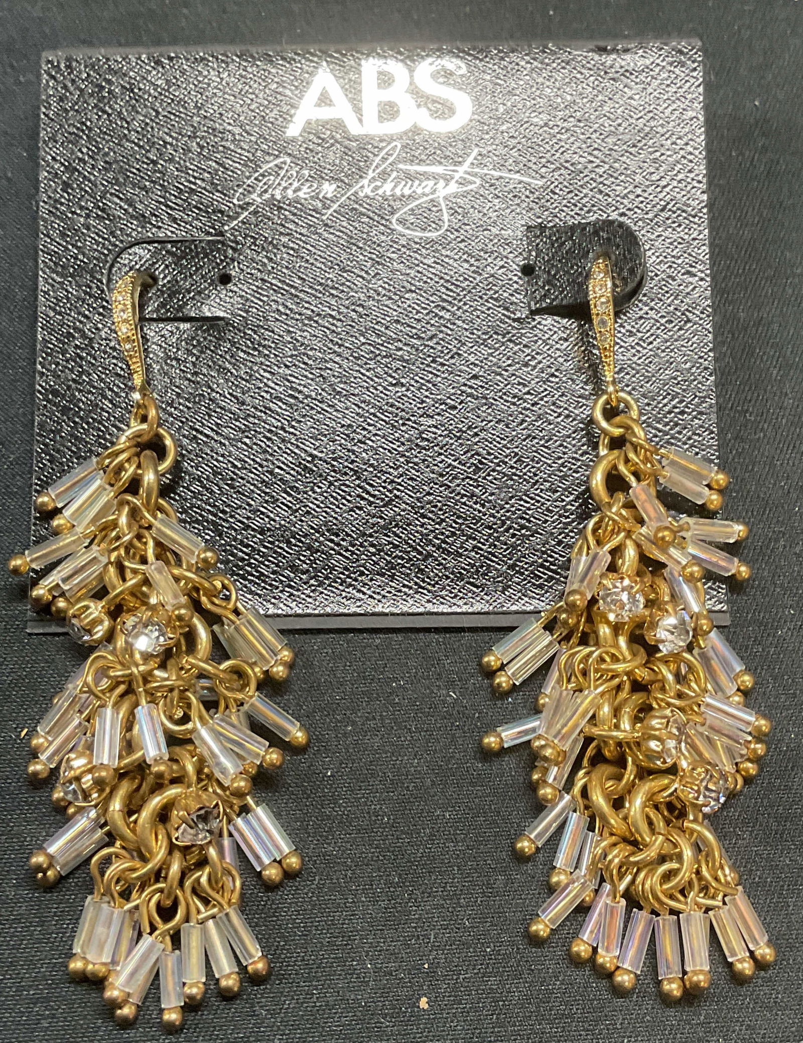 ABS Allen Schwartz Gold Tn Beaded Earrings NWT (1 of 6)