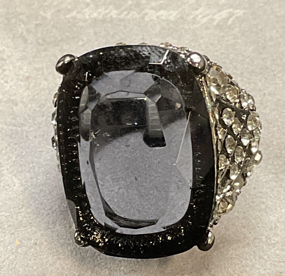 Talbots Silver Tn Blue Crystal Cocktail Ring NWT (1 of 6)