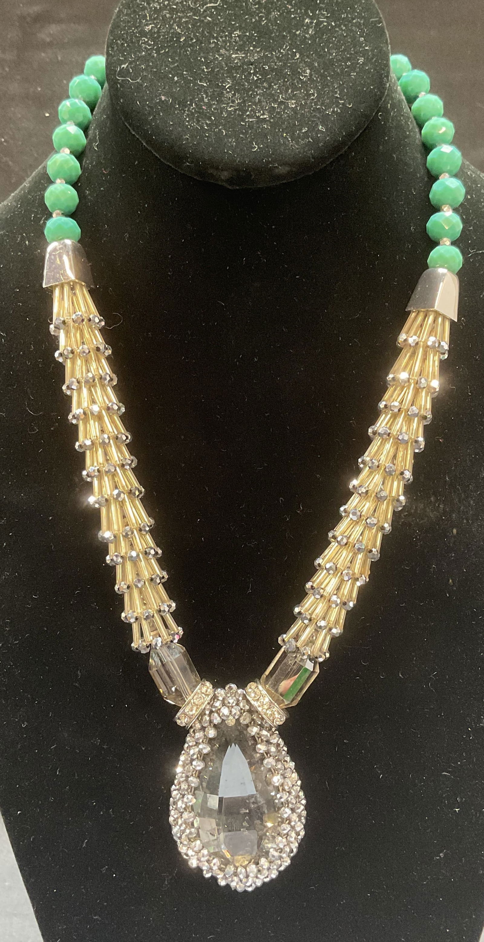 Zenzii Crystal Beaded Pendant Statement Necklace (1 of 6)