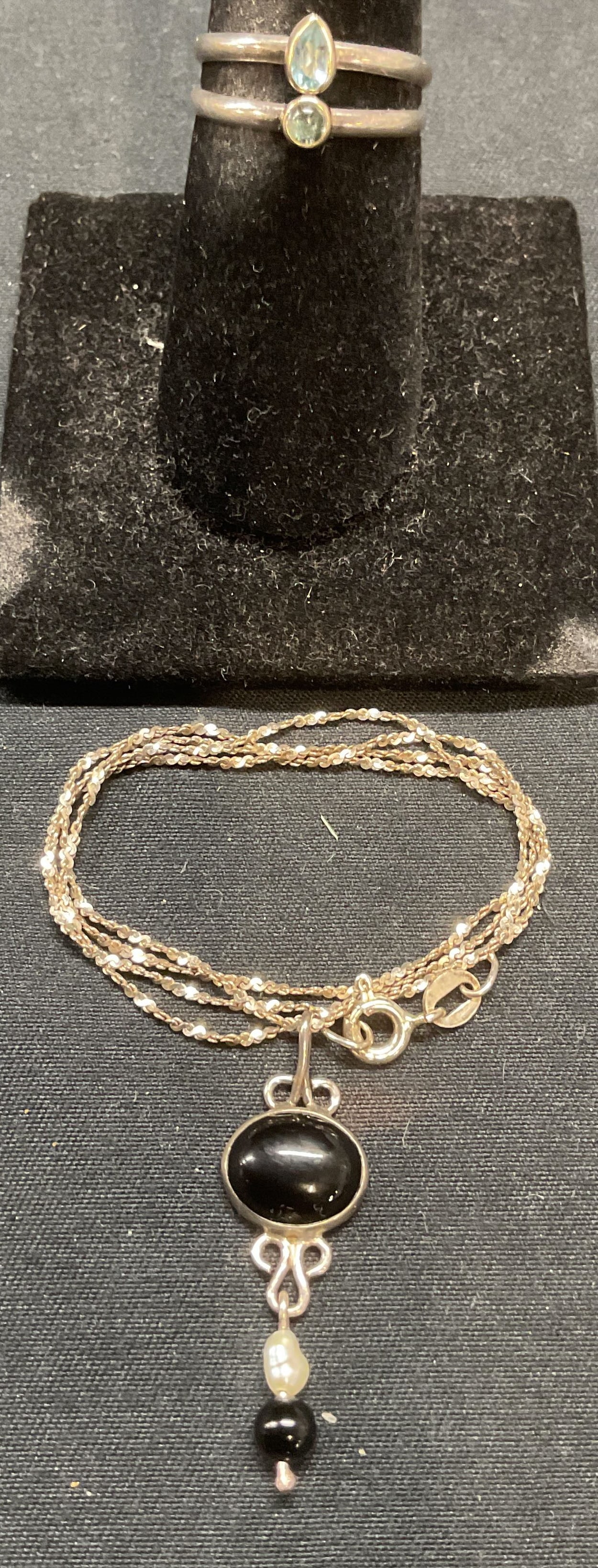 3 Sterling Silver Necklace & Semi Precious Rings (1 of 8)