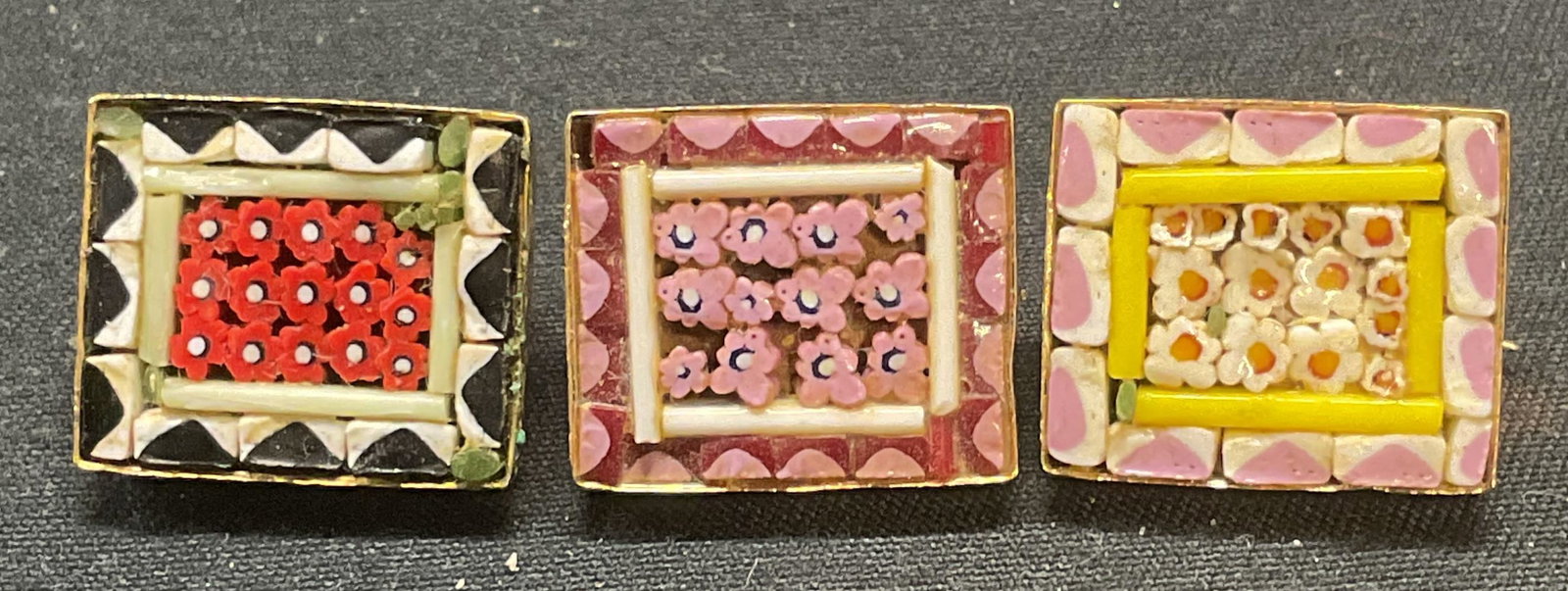 Lot 3 Micromosaic Floral Brooches, Italy (1 of 7)