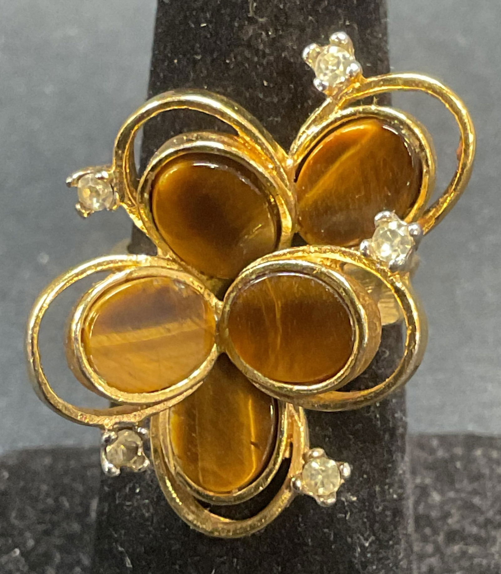 18K Gold Plated Tigers Eye Ring (1 of 6)