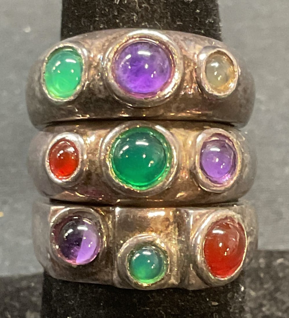 Lot 3 Sterling Silver Semi Precious Gem Rings (1 of 7)
