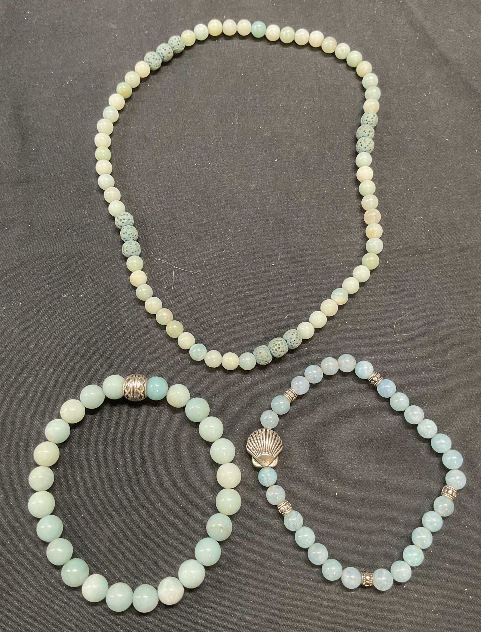 3 Semi Precious Blue Stone Bracelets & Necklace (1 of 7)