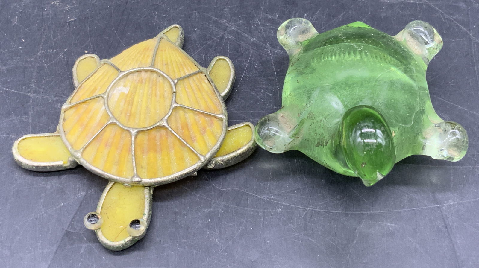 Lot 2 Vintage Glass & Shell Turtle Figurals (1 of 6)