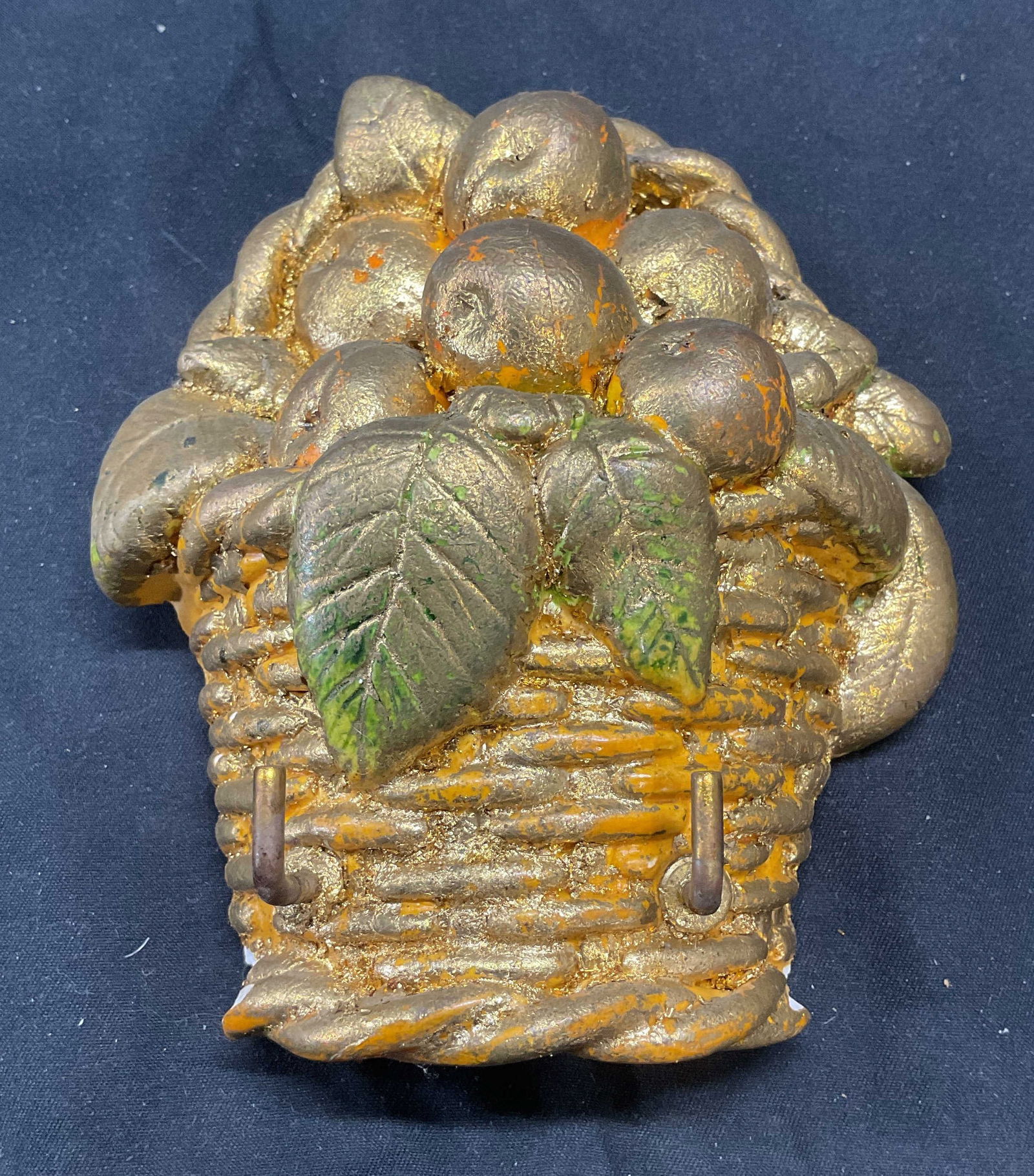 Vintage Signed Gilt Fruit Basket Wall Hook (1 of 6)