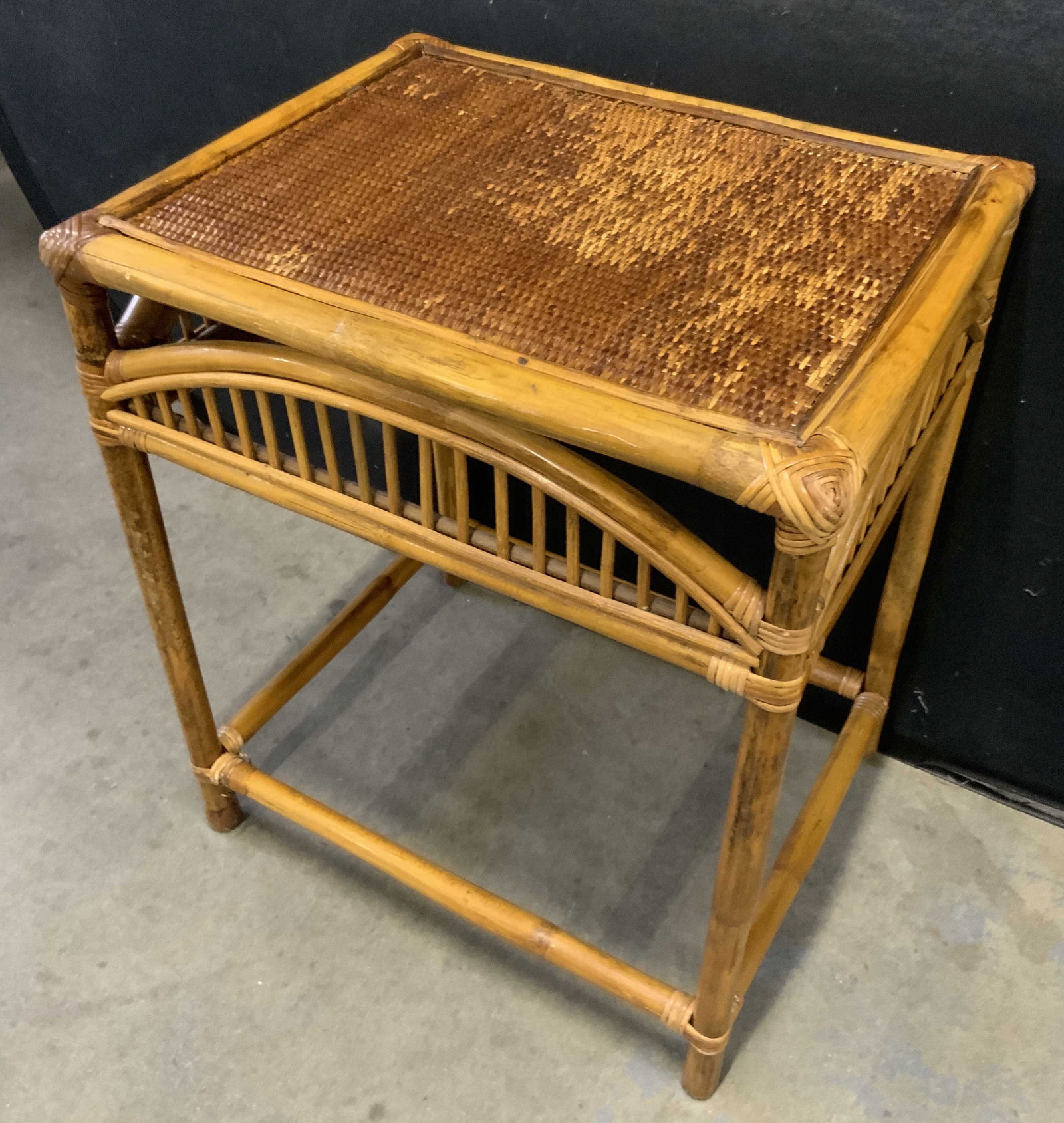 Vintage Woven Rattan & Bamboo Side Table (1 of 10)