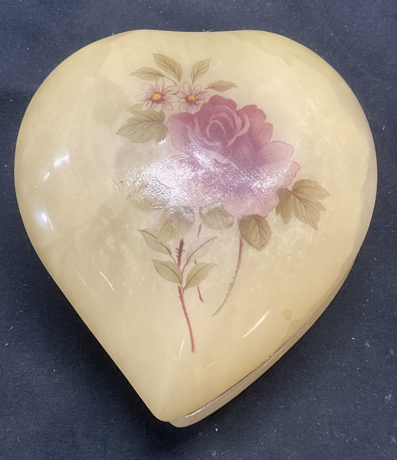 Yellow Alabaster Floral Jewelry Box, Italy (1 of 6)
